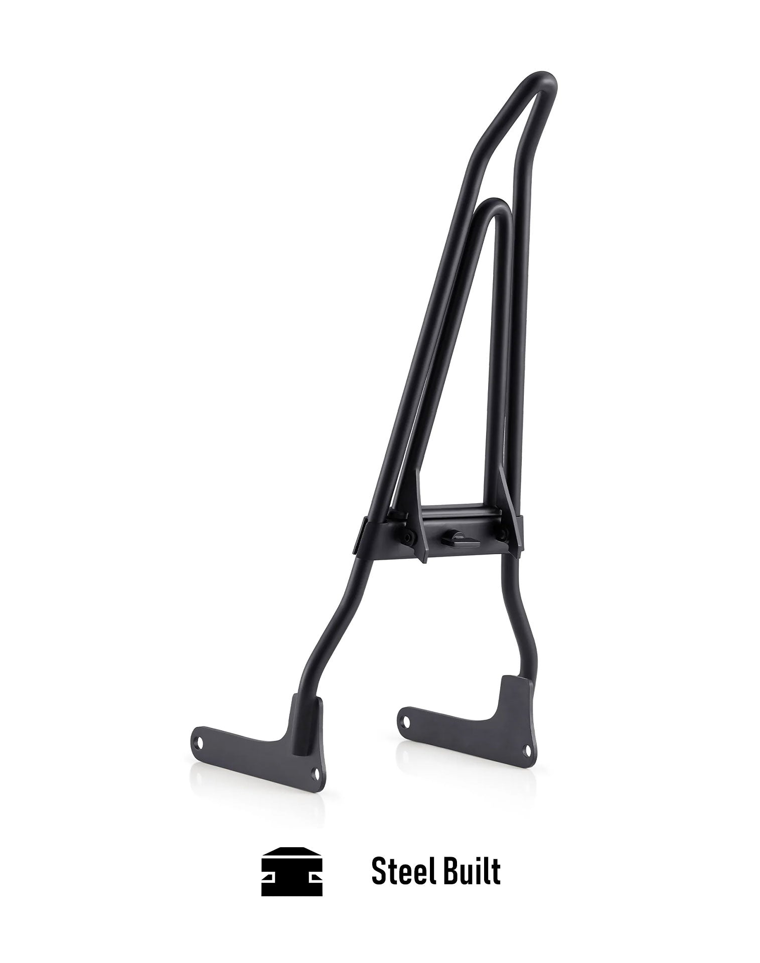 Iron Born Blade 25" Sissy Bar for Wide Seat w/ Foldable Rack for Harley Softail Deadwood Matte Black Steel Built
