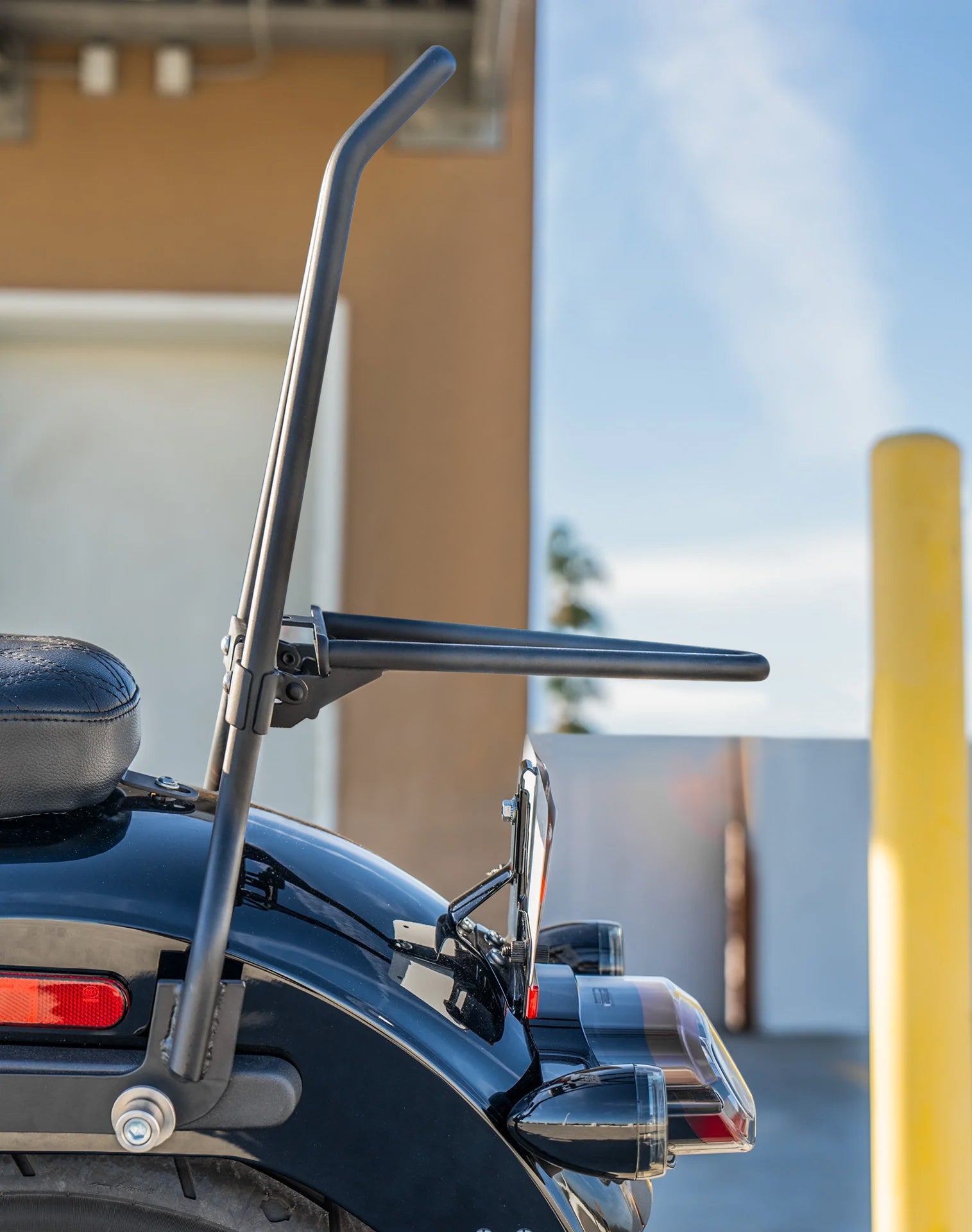 Iron Born Blade 25" Sissy Bar with Foldable Luggage Rack for Harley Softail Low Rider S FXLRS Matte Black