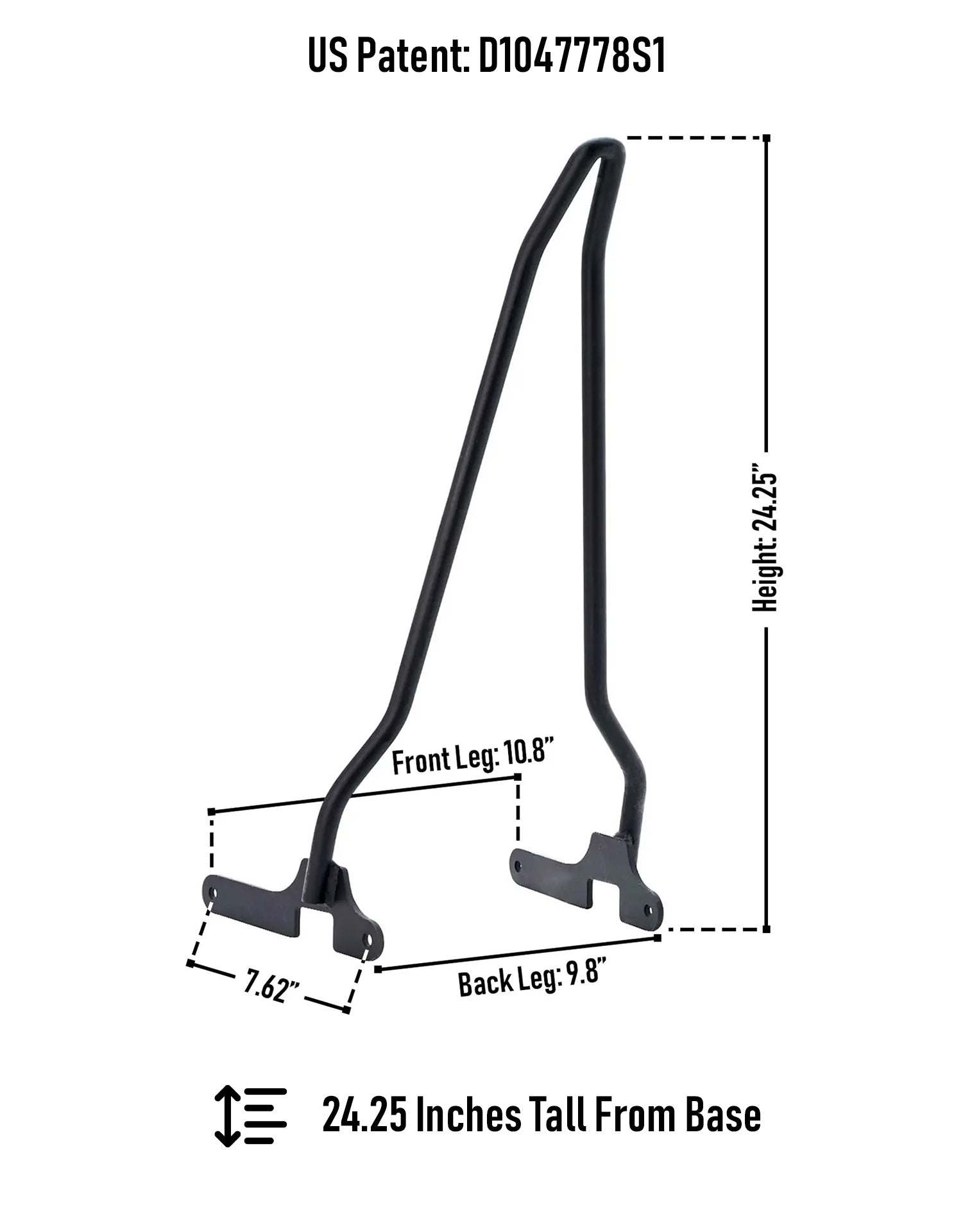 Iron Born Blade 25" Sissy Bar for Harley Sportster 1200 Custom XL1200C Matte Black Dimension