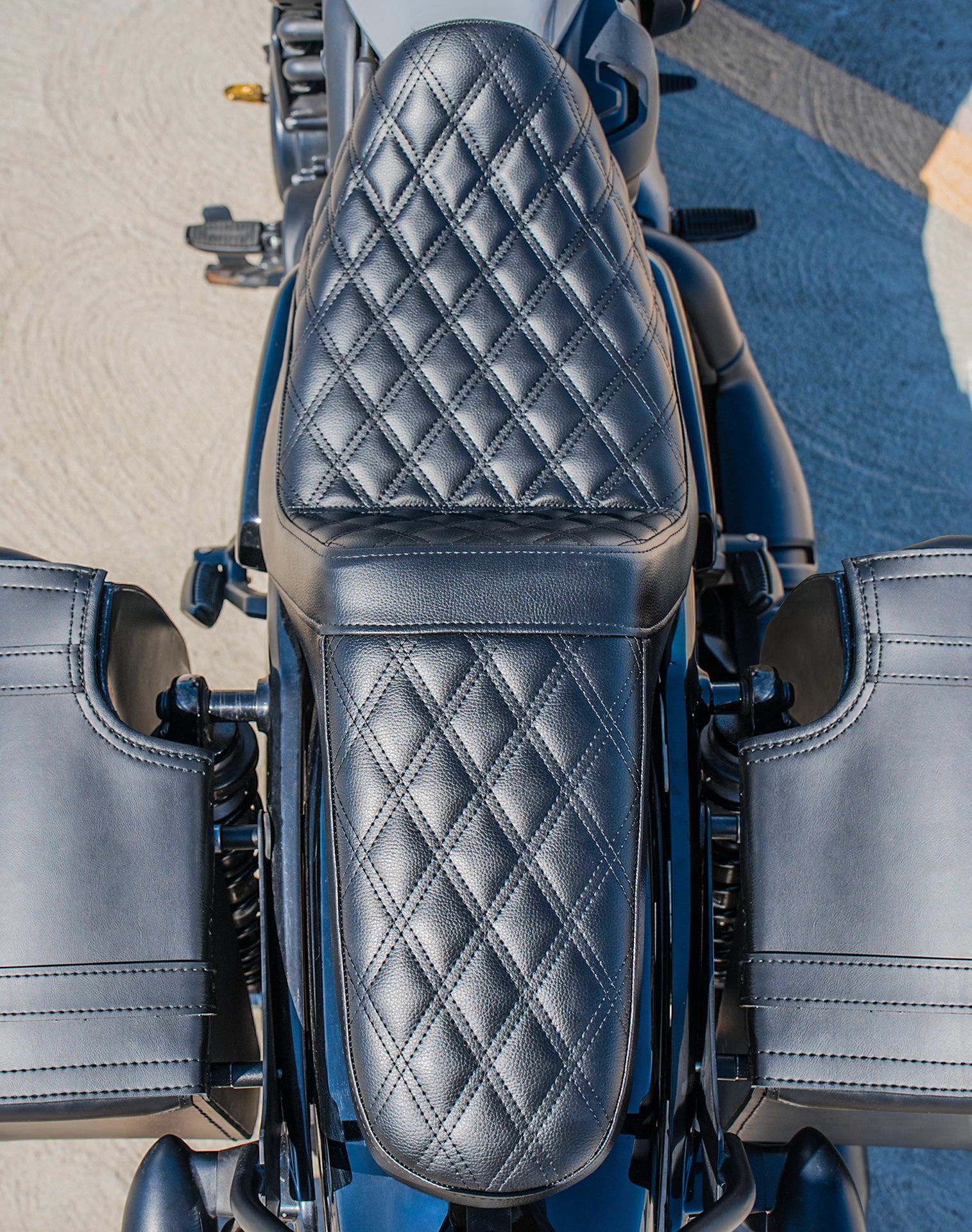 Iron Born Diamond Stitch 2-Up Seat For Harley Sportster Nightster RH975/S Black Lifestyle Vertical