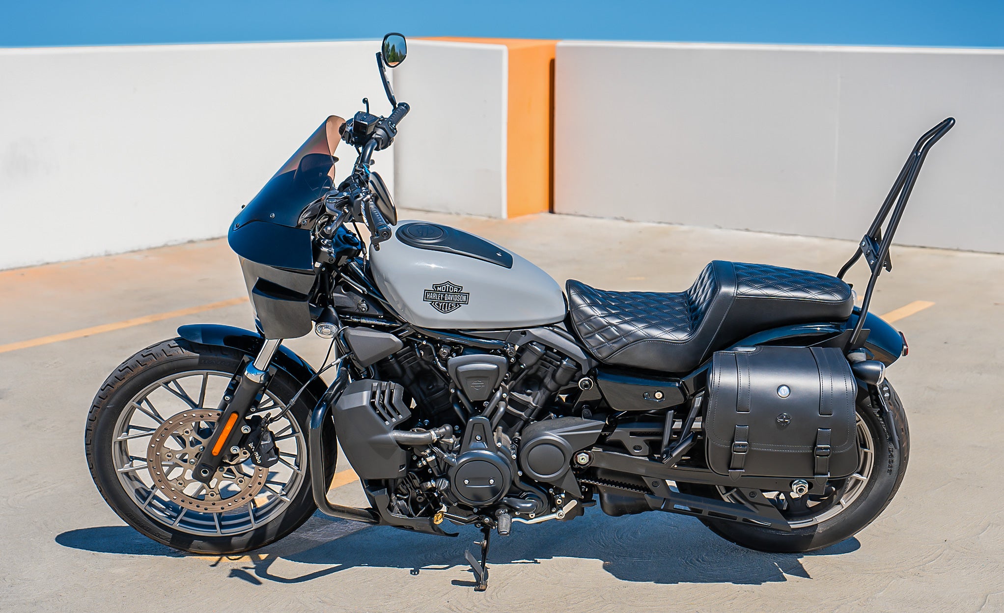 Iron Born Diamond Stitch 2-Up Seat For Harley Sportster Nightster RH975/S Black Lifestyle @expand