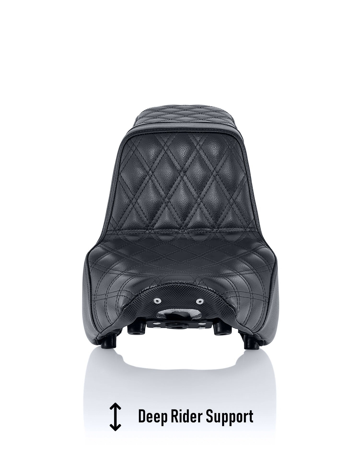 Iron Born Diamond Stitch Indian Chief Bobber 2-Up Seat Black Deep Rider Support