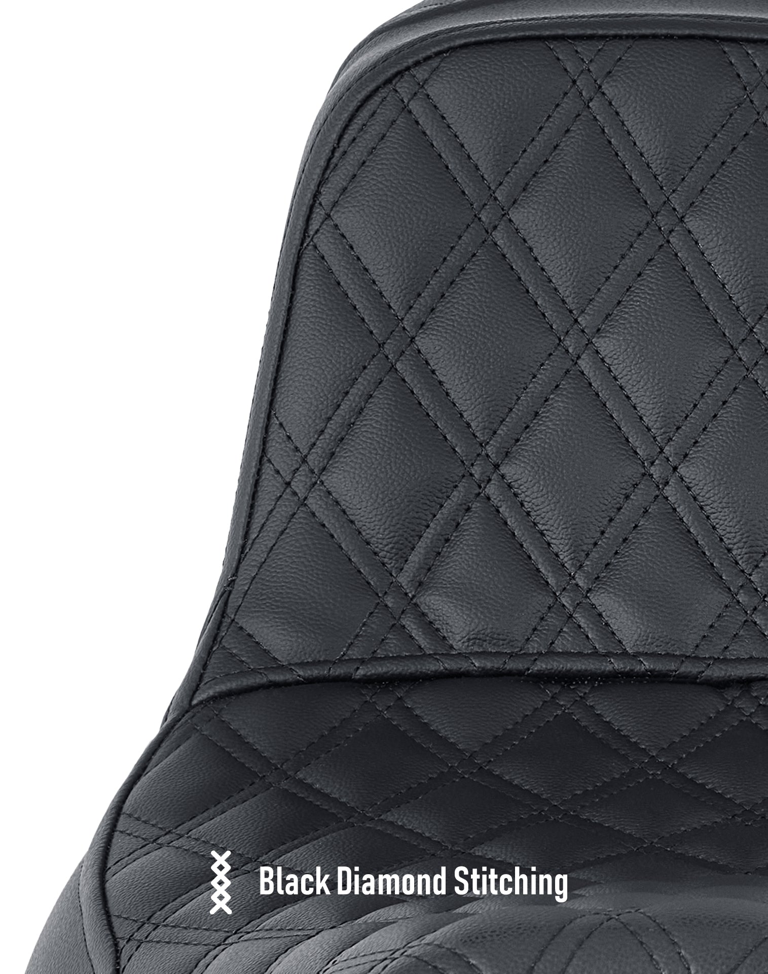 Iron Born Diamond Stitch 2-Up Seat for Harley Softail Deadwood Black Diamond Stitching