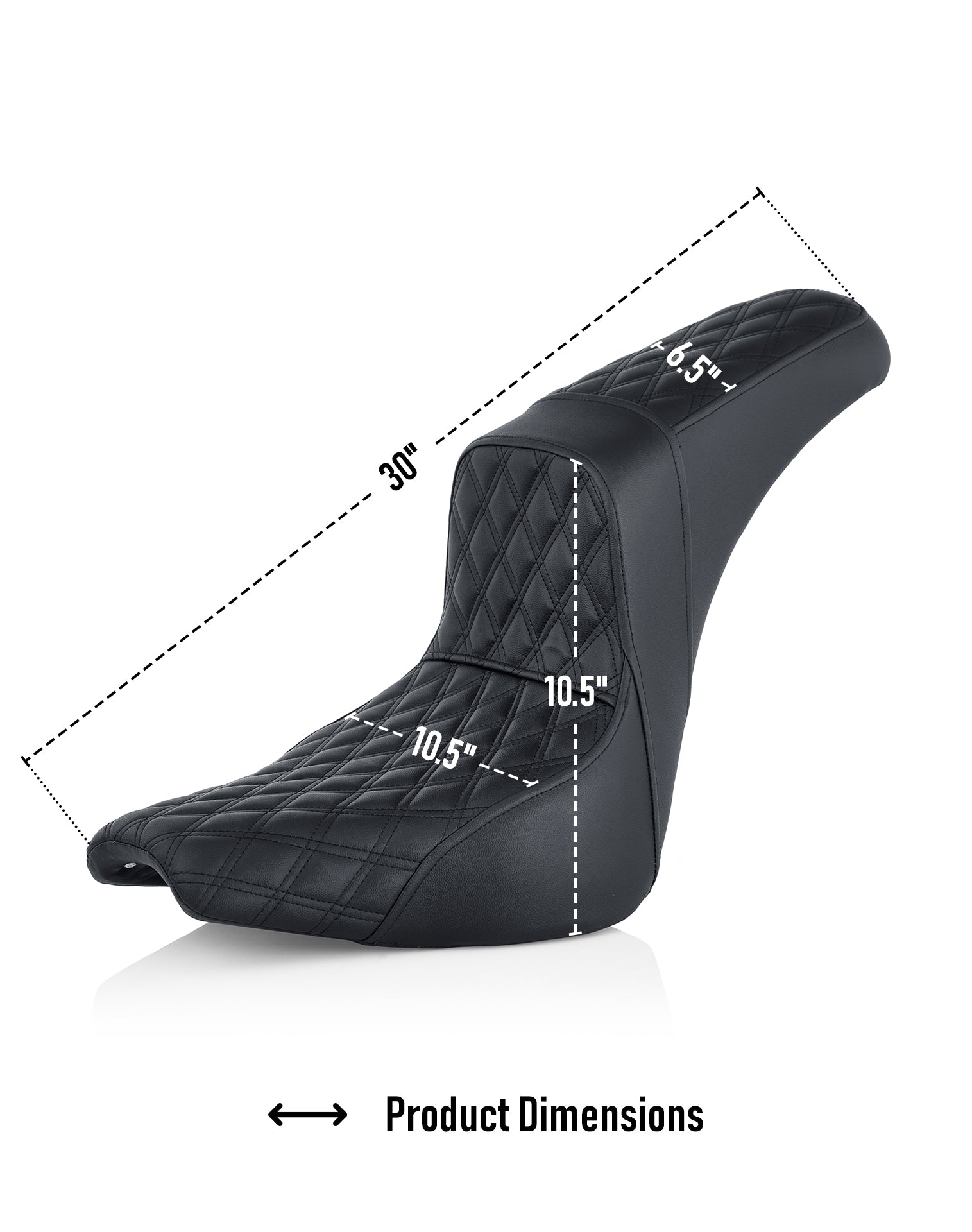 Iron Born Diamond Stitch 2-Up Seat for Harley Softail Deadwood Dimensions