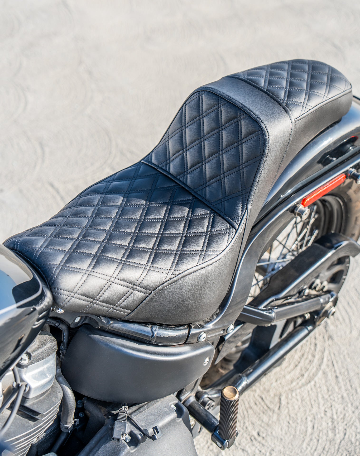 Iron Born Diamond Stitch 2-Up Seat for 2020+ Harley Softail Standard FXST