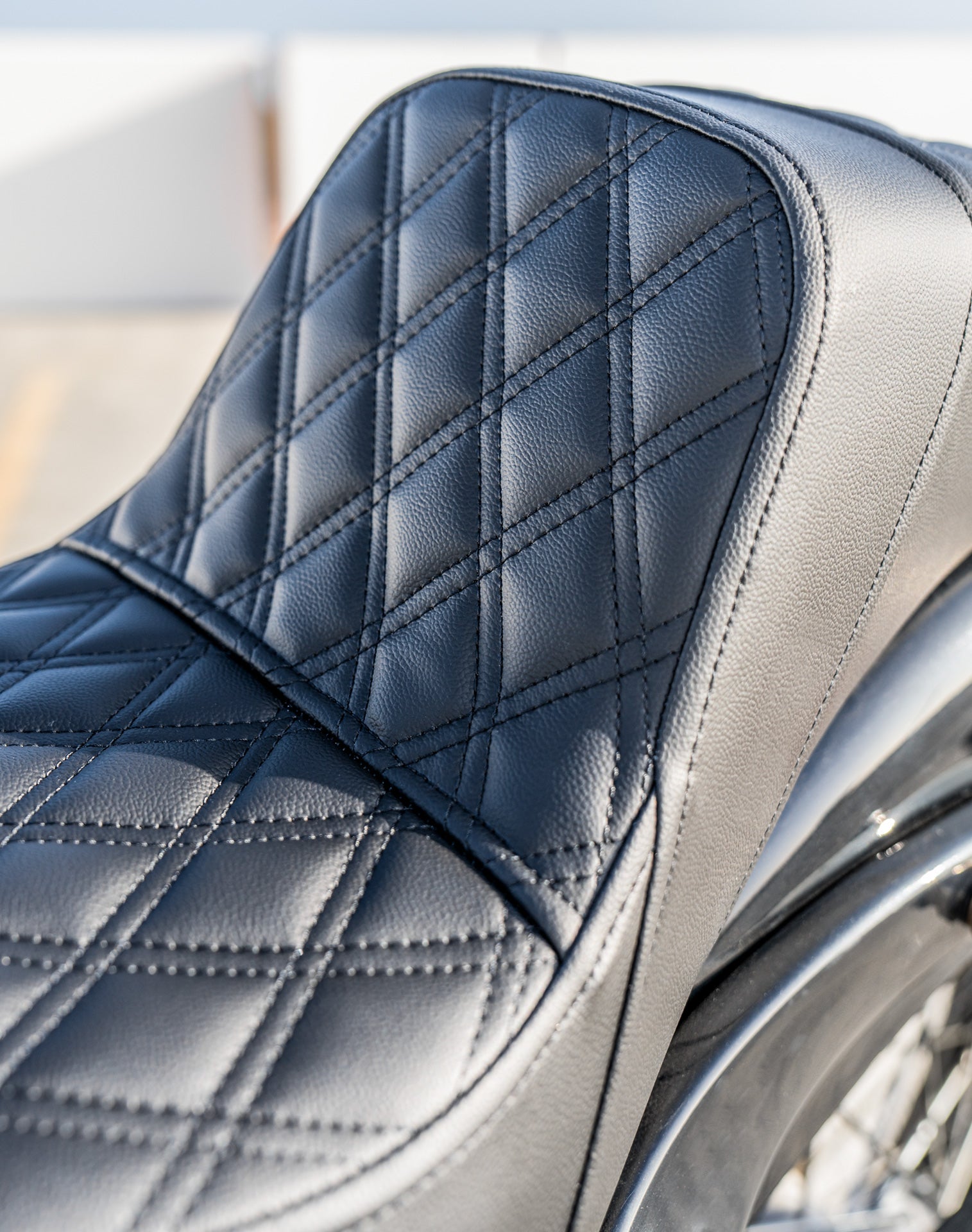 Iron Born Diamond Stitch 2-Up Seat for 2018+ Harley Softail Street Bob FXBB