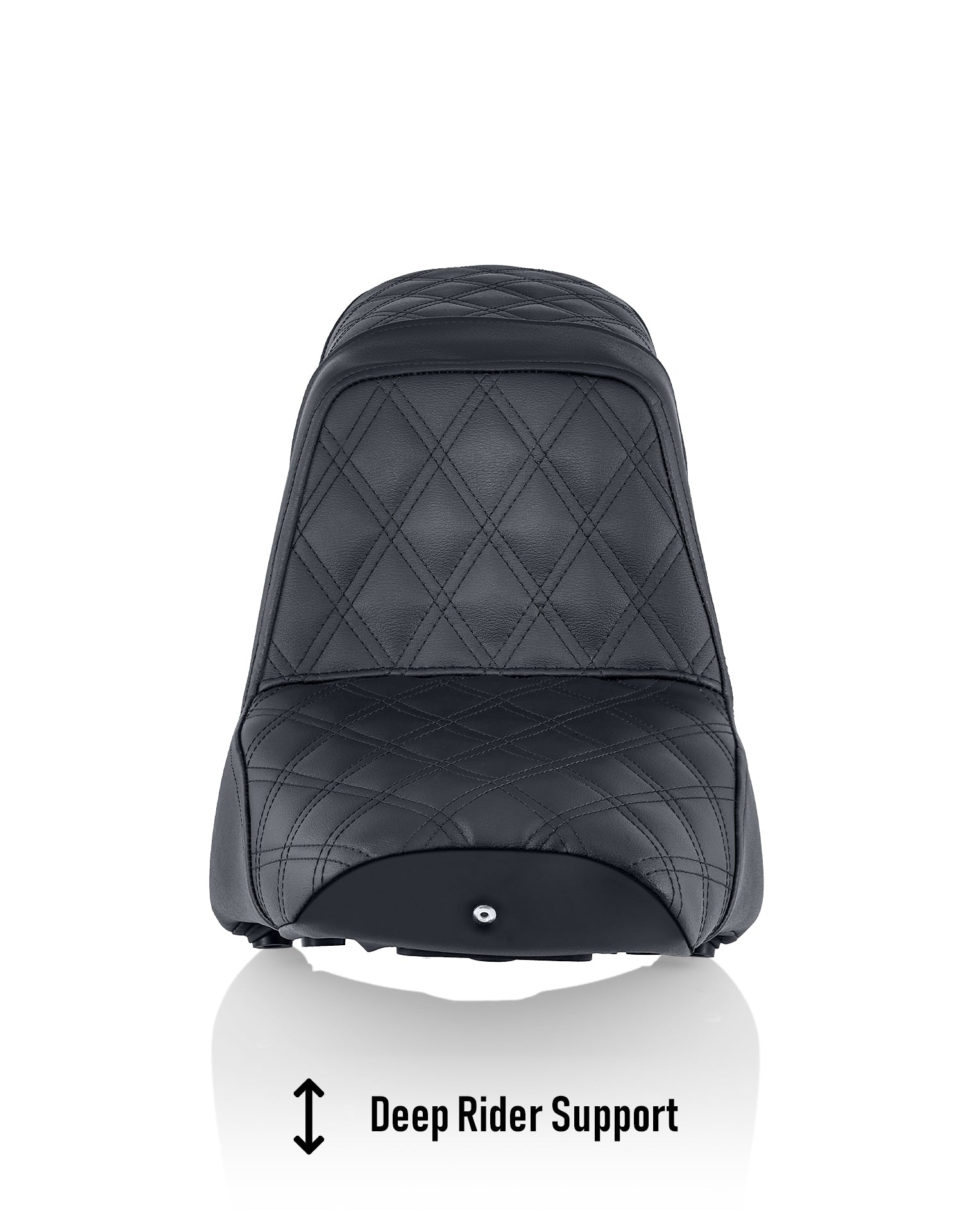 Iron Born Diamond Stitch Indian Scout Bobber 2-Up Seat Black Deep Rider Support