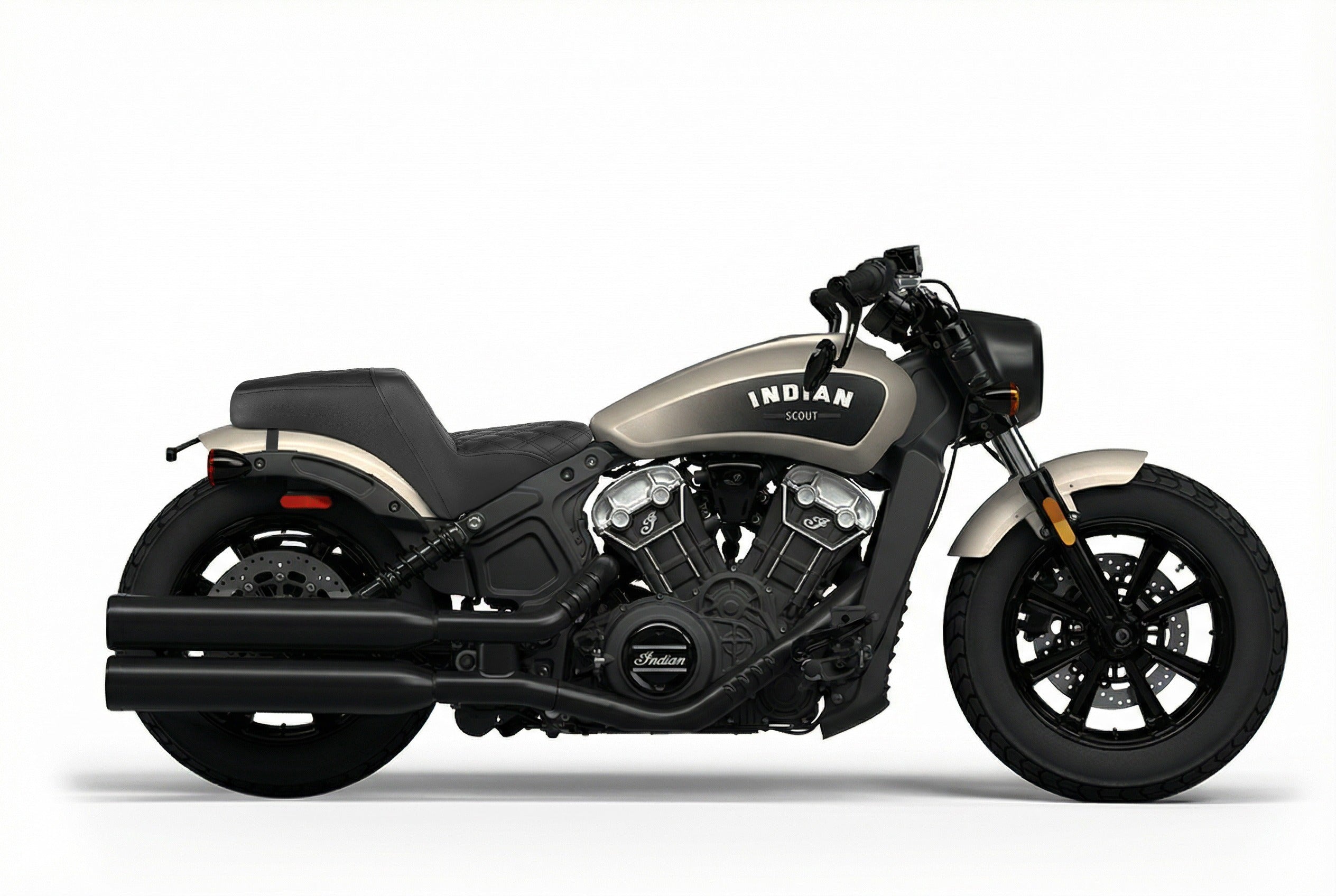 Iron Born Diamond Stitch Indian Scout Bobber Twenty 2-Up Seat Black @expand