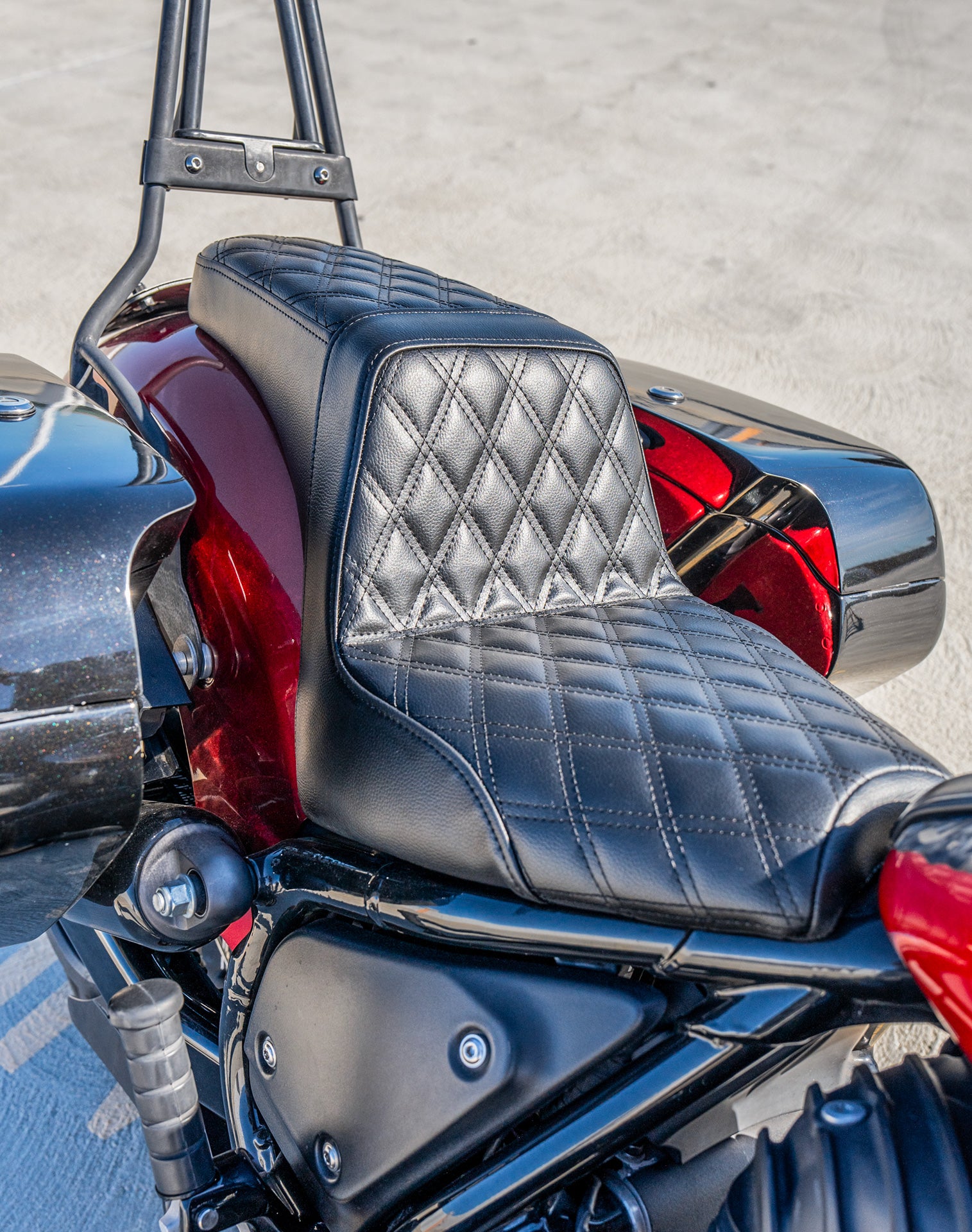 Iron Born Diamond Stitch Indian Scout Rogue Sixty 2-Up Seat Black Vertical Lifestyle