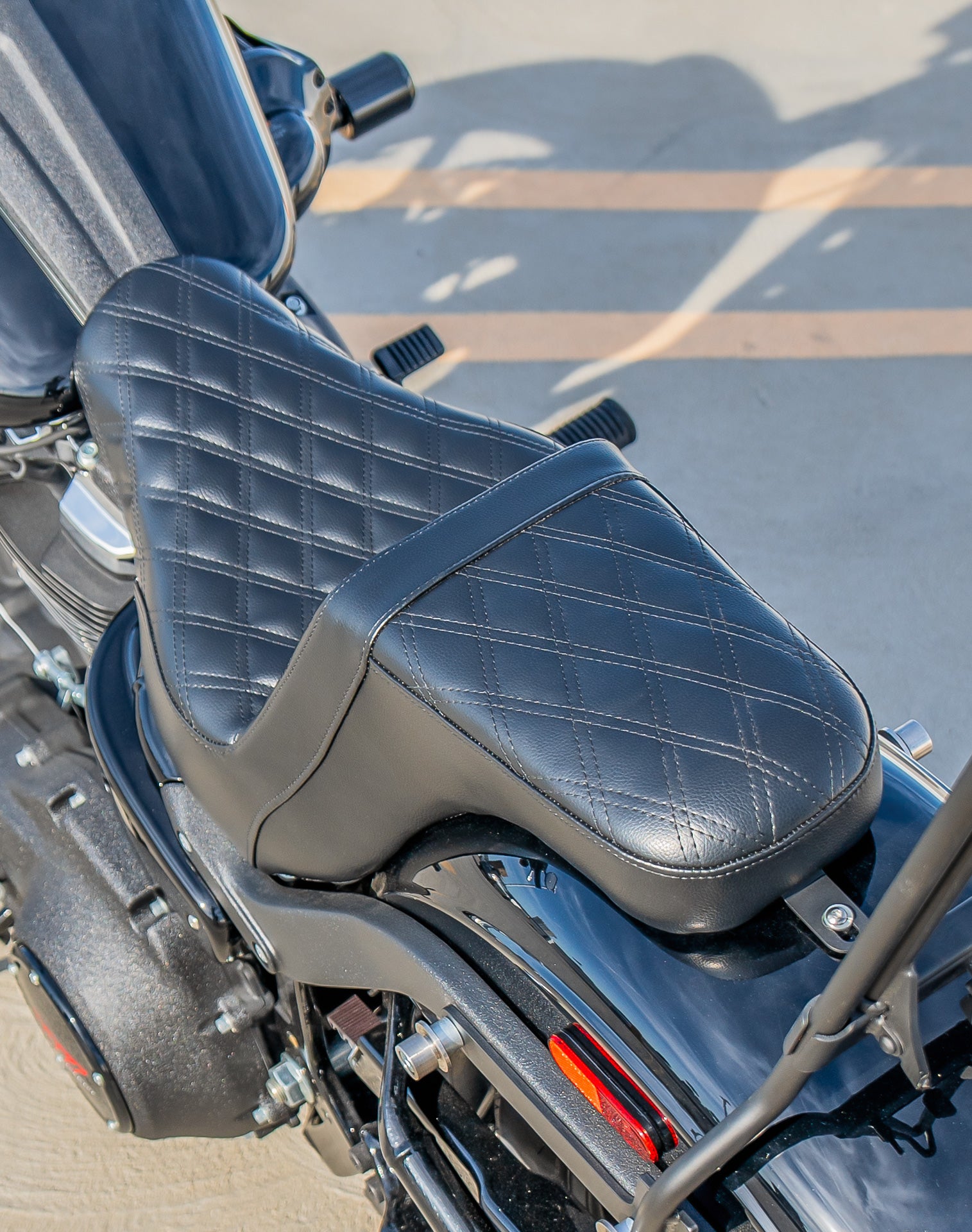 Iron Born Diamond Stitch 2-Up Seat for Harley Softail Low Rider FXLR Lifestyle