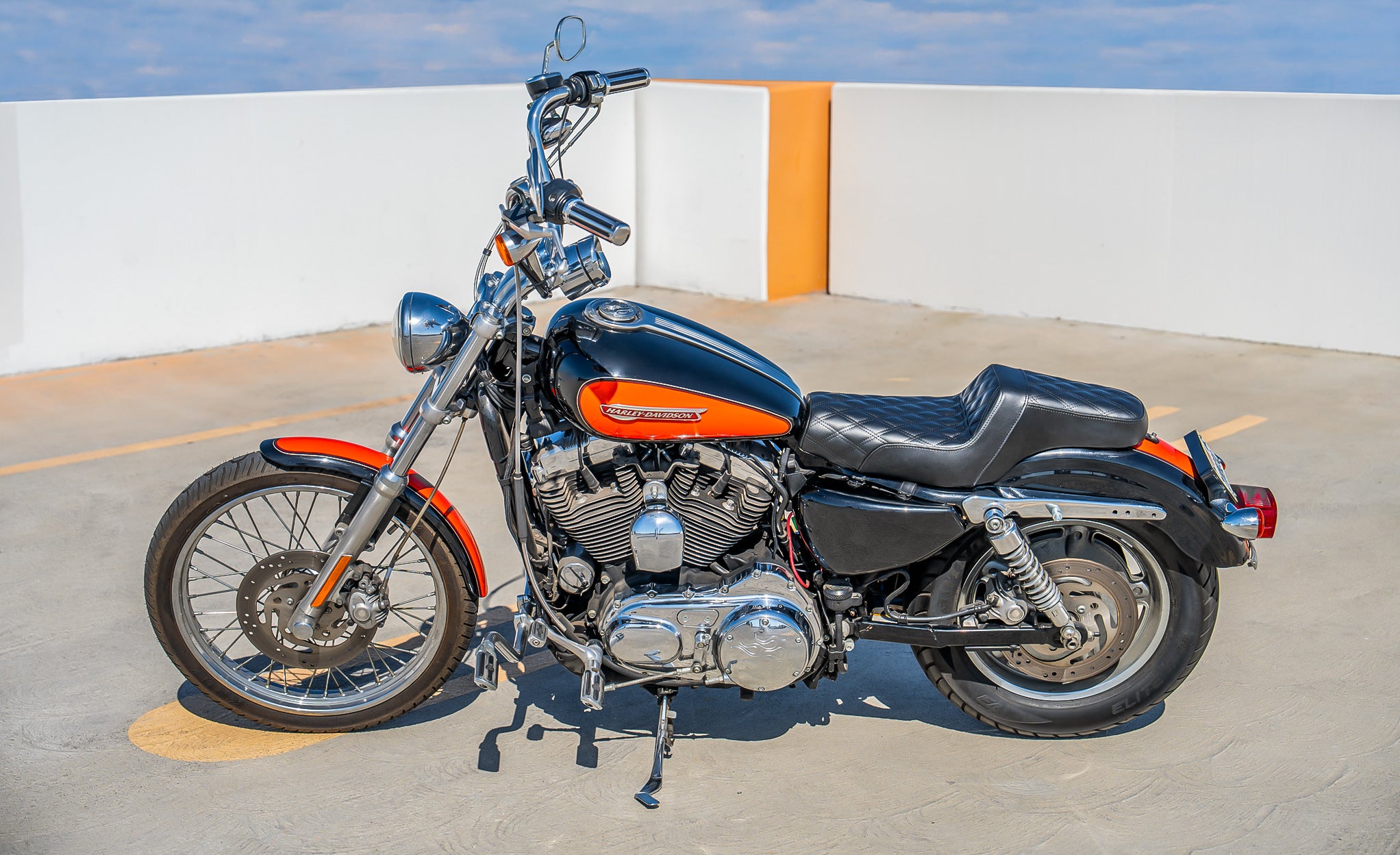 Iron Born Diamond Stitch 2-Up Seat For Harley Sportster 1200 Low XL1200L Black Lifestyle @expand