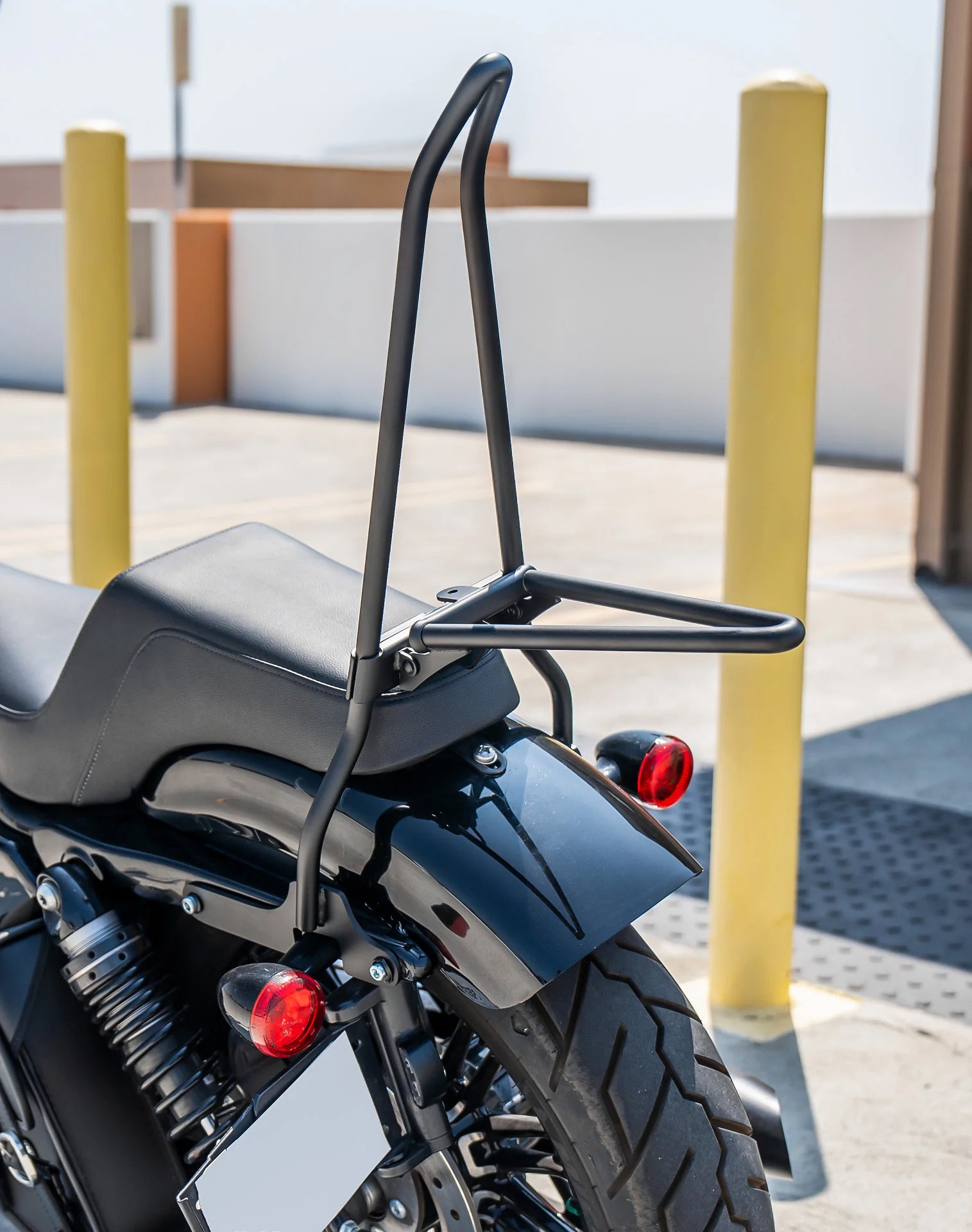 Iron Born Blade 25" Sissy Bar with Foldable Luggage Rack for Harley Sportster Forty Eight Matte Black