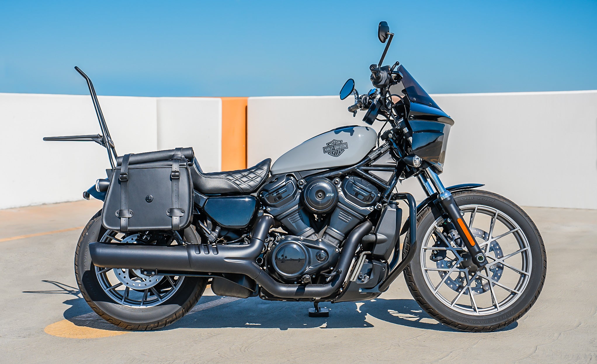 Iron Born Blade 25" Sissy Bar with Foldable Luggage Rack for Harley Sportster Nightster RH975/S Matte Black Lifestyle @expand