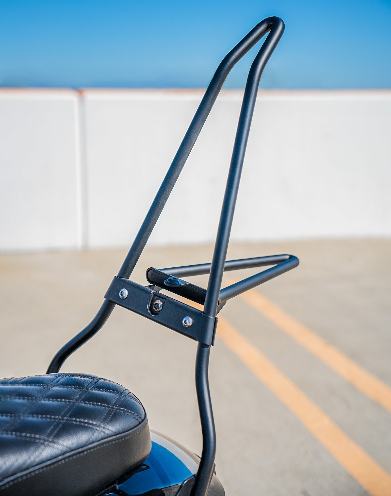 Iron Born Blade 25" Sissy Bar with Foldable Luggage Rack for Harley Sportster Nightster RH975/S Matte Black Lifestyle