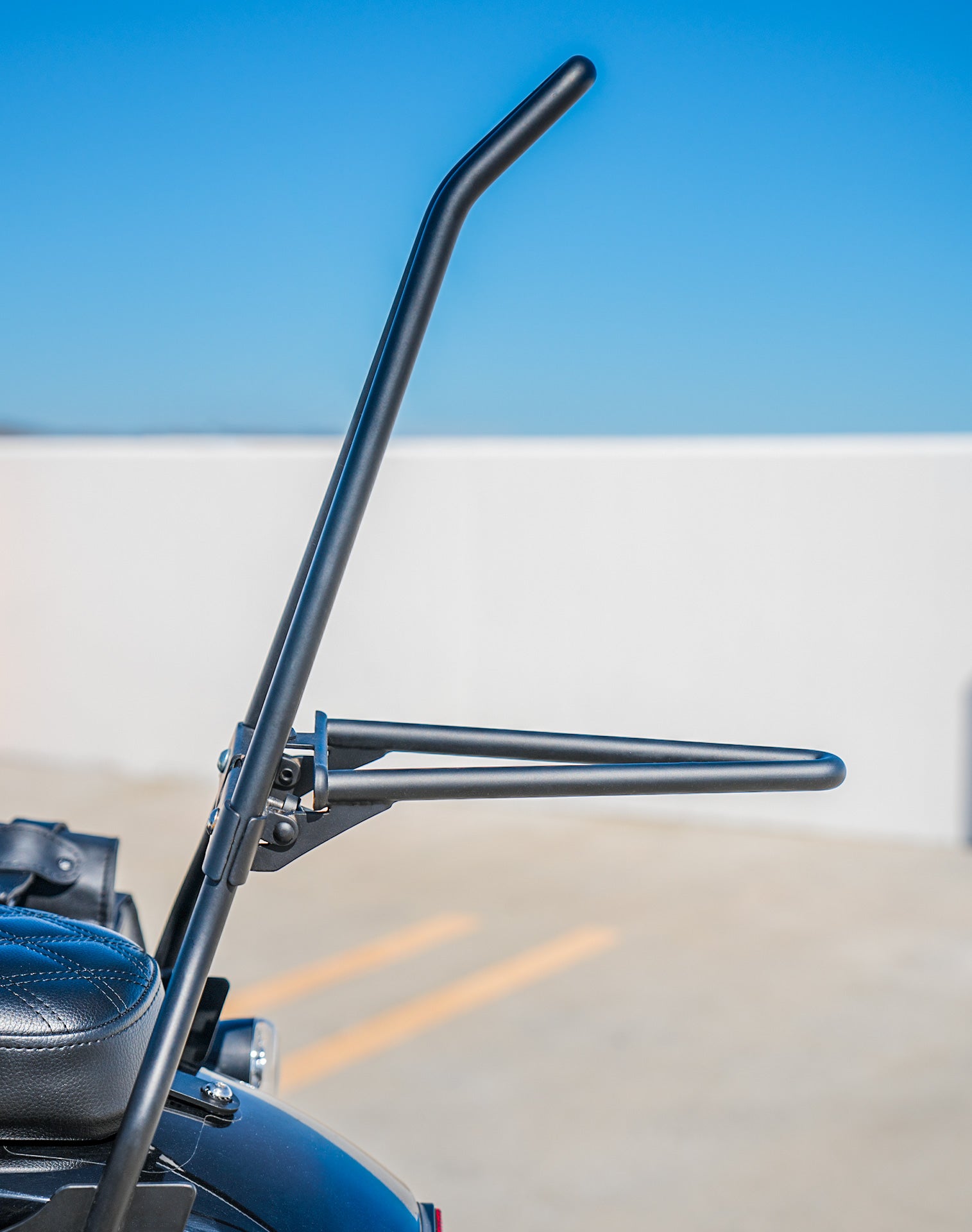 Iron Born Blade 25" Sissy Bar with Foldable Luggage Rack for Harley Sportster Nightster RH975/S Matte Black Lifestyle