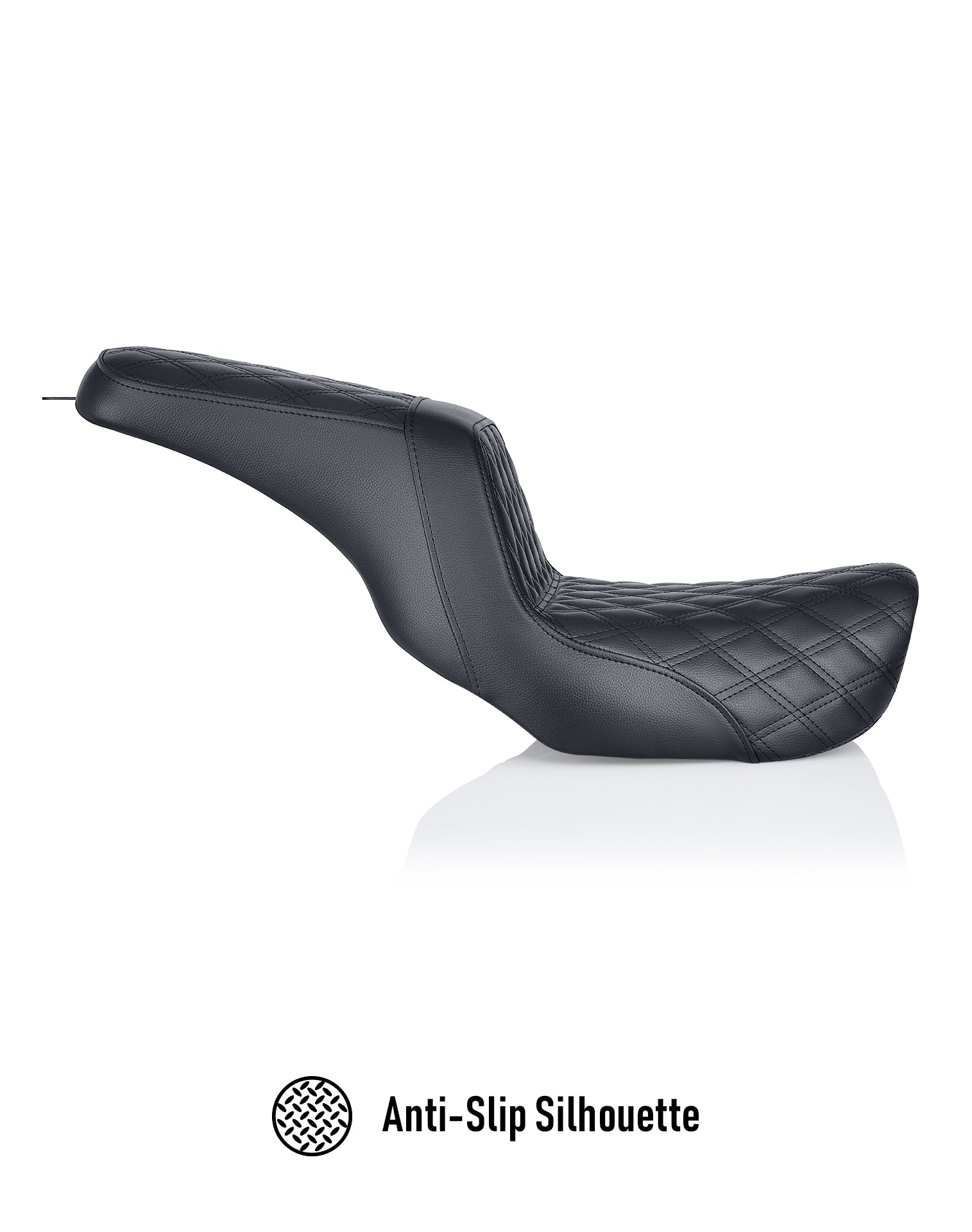 Iron Born Diamond Stitch 2-Up Seat for Harley Dyna Low Rider FXDL/I Black Anti-Slip Silhouette