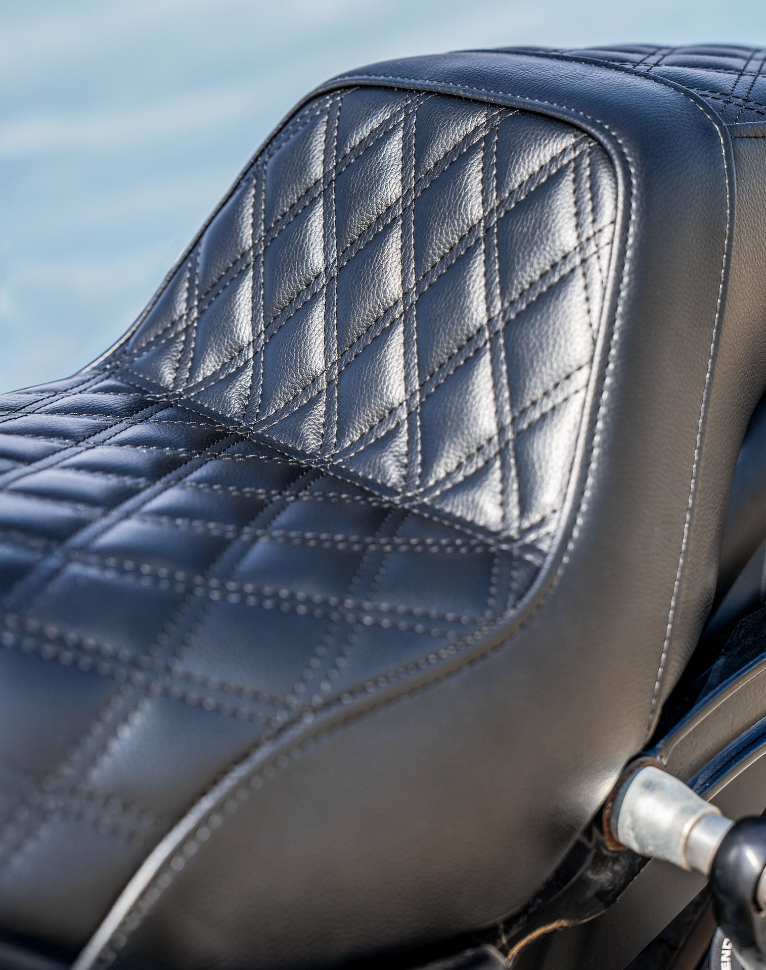 Iron Born Diamond Stitch 2-Up Seat for Harley Dyna Low Rider FXDL/I Black Vertical Lifestyle
