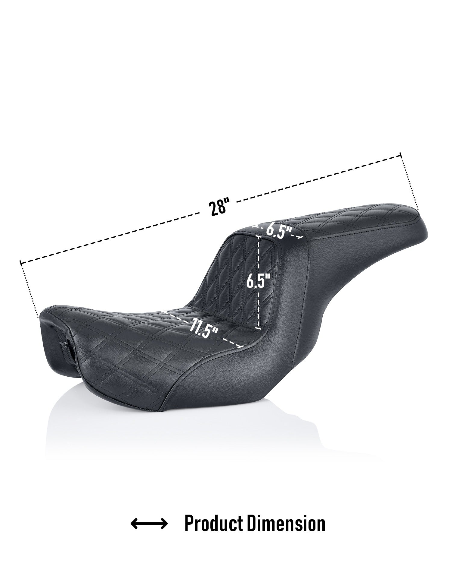 Iron Born Diamond Stitch 2-Up Seat for Harley Dyna Street Bob FXDB/I Black Product Dimension