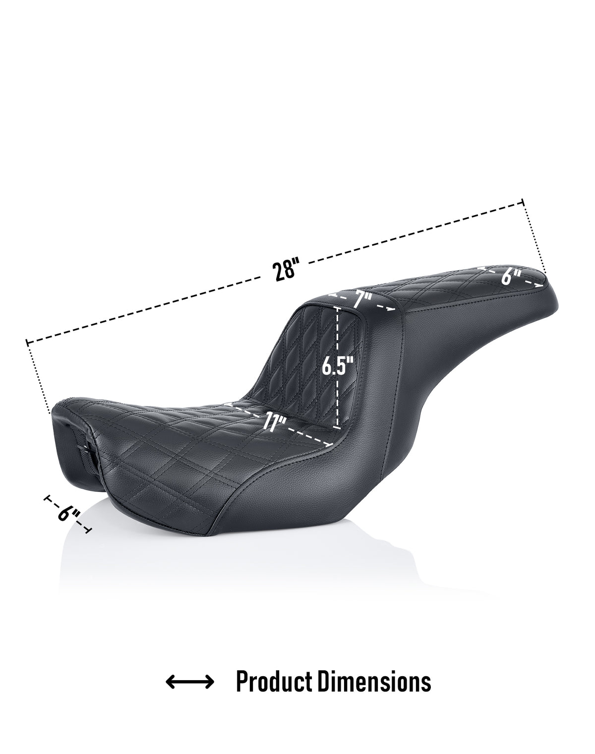 Iron Born Diamond Stitch 2-Up Seat for Harley Dyna Switchback FLD Black