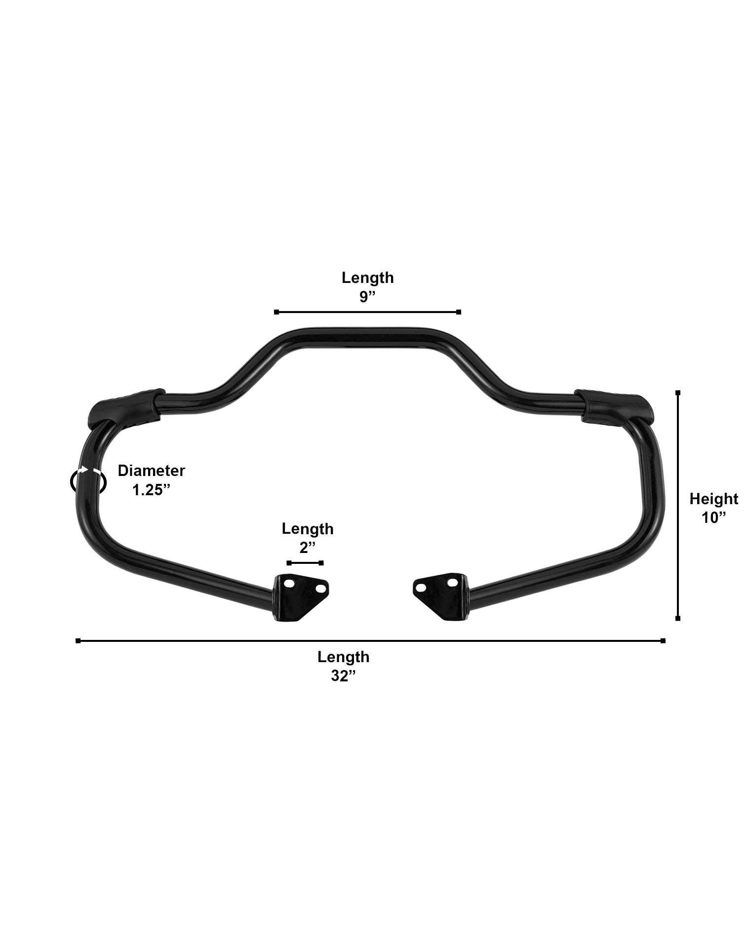 Viking Ironstrike Crash Bar for Harley Dyna Wide Glide FXDWG/I Gloss Black Dimensions