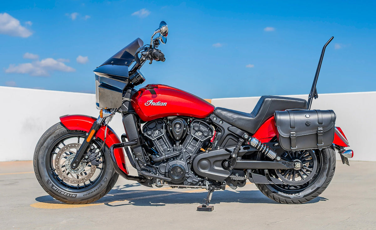30L - Kronan Large 2025+ Indian Scout Sixty Classic Leather Motorcycle Saddlebags Lifestyle @expand