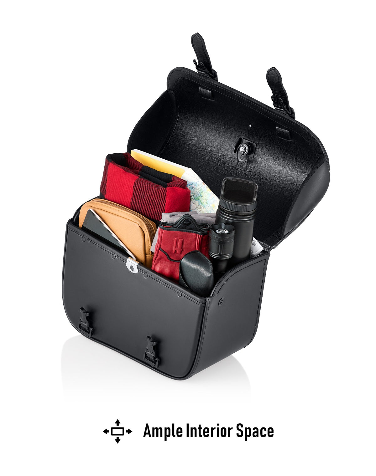 30L - Kronan Large Kawasaki Vulcan 900 Classic Motorcycle Leather Saddlebags Interior Space