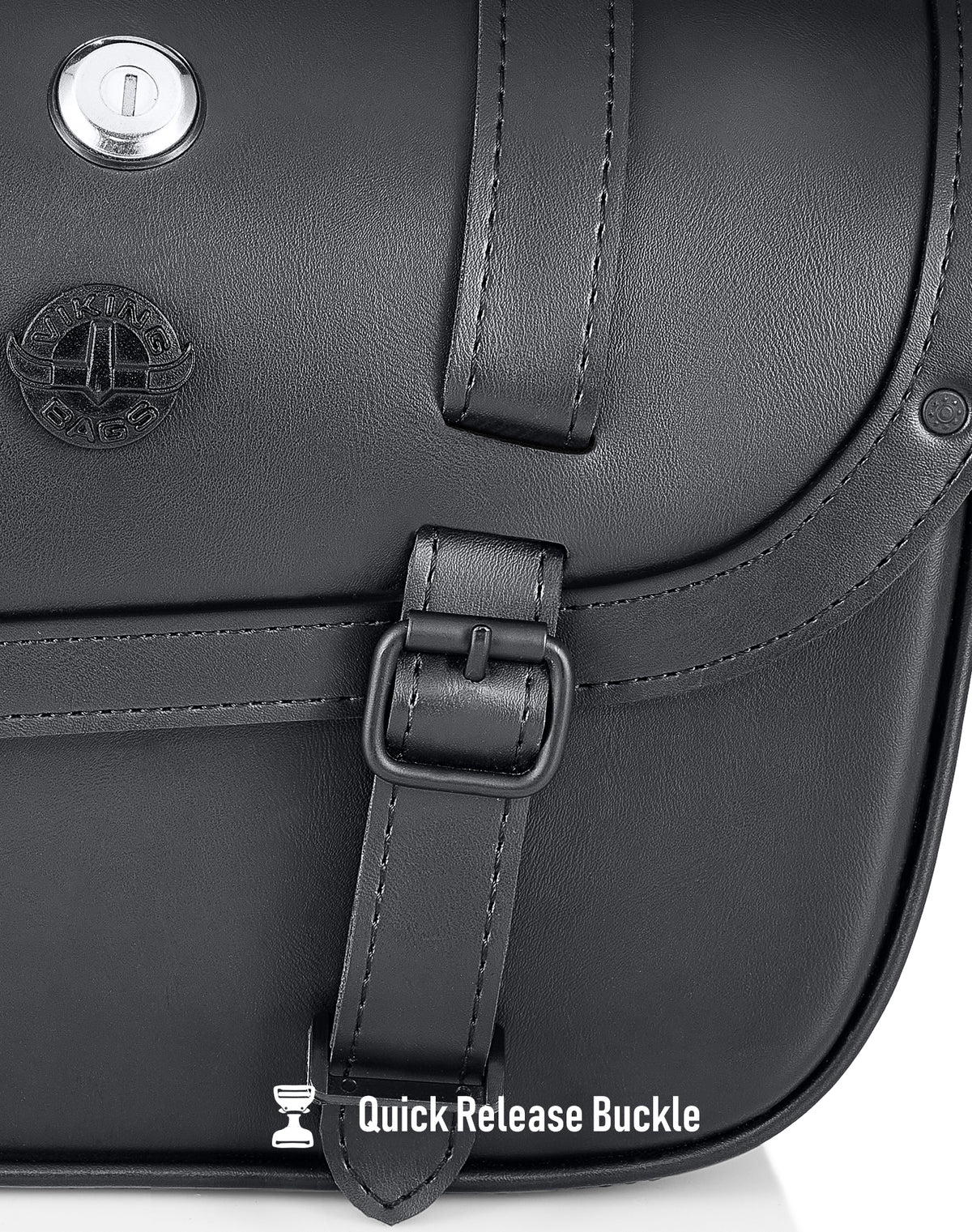 30L - Kronan Large Kawasaki Vulcan 900 Custom Motorcycle Leather Saddlebags Quick Release Buckle 