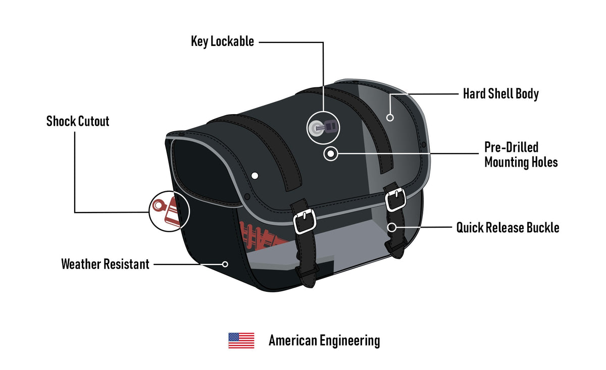 30L - Kronan Large Kawasaki Vulcan 900 Custom Motorcycle Leather Saddlebags American Engineering @expand