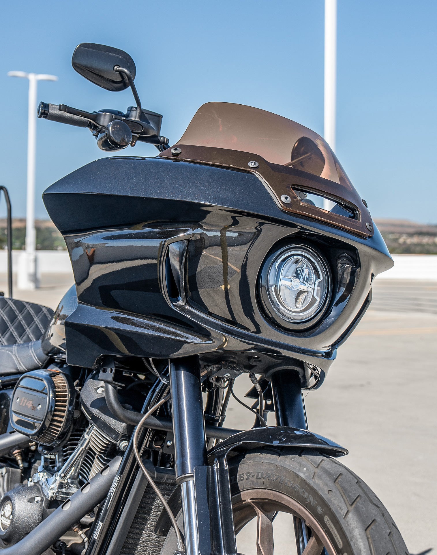 Viking Maverick Motorcycle Fairing For Harley Softail Low Rider S FXLRS Gloss Black Lifestyle