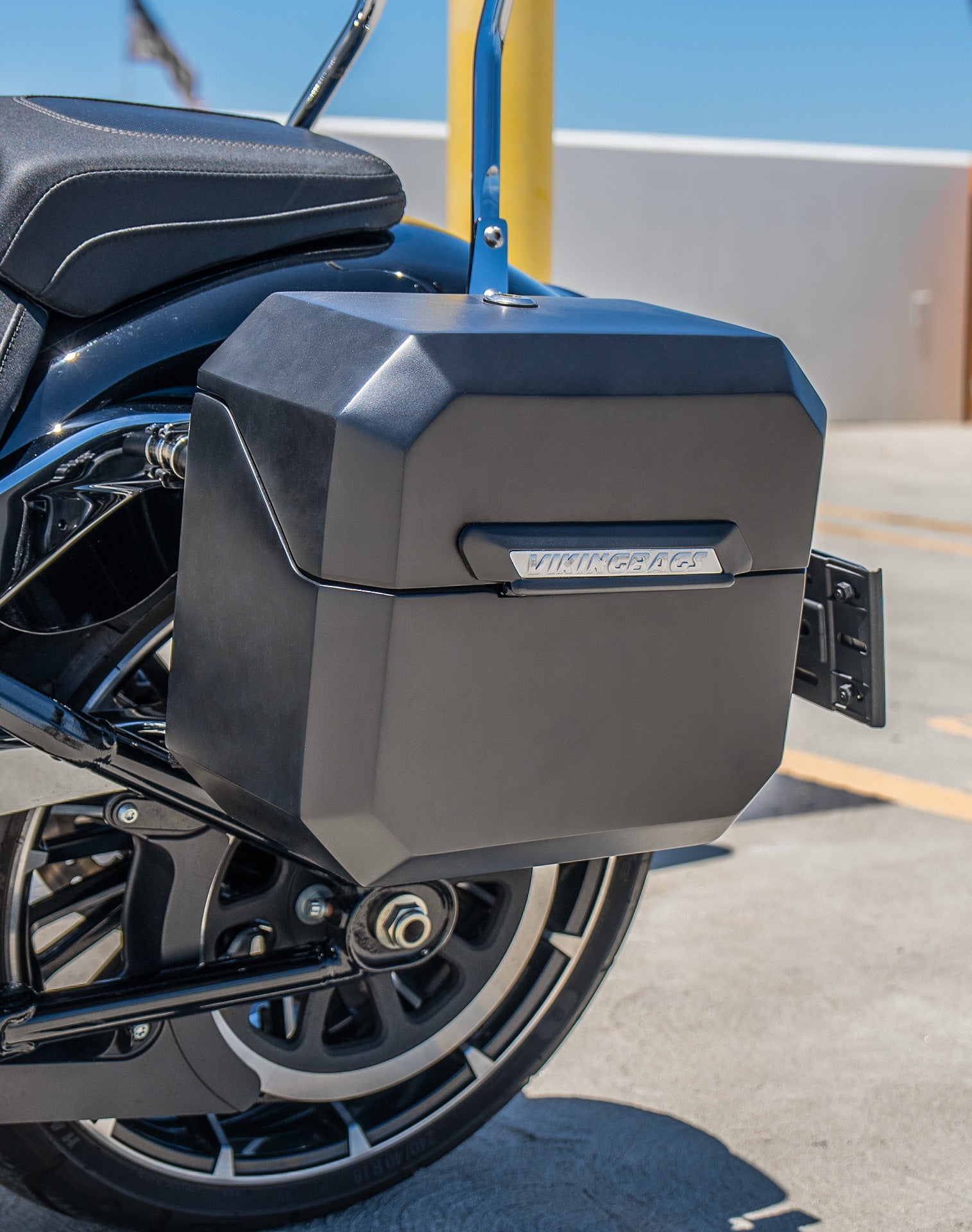 20L - Outlaw Quick-Mount Small Harley Softail Breakout FXBR/S Matte Hard Saddlebags Lifestyle