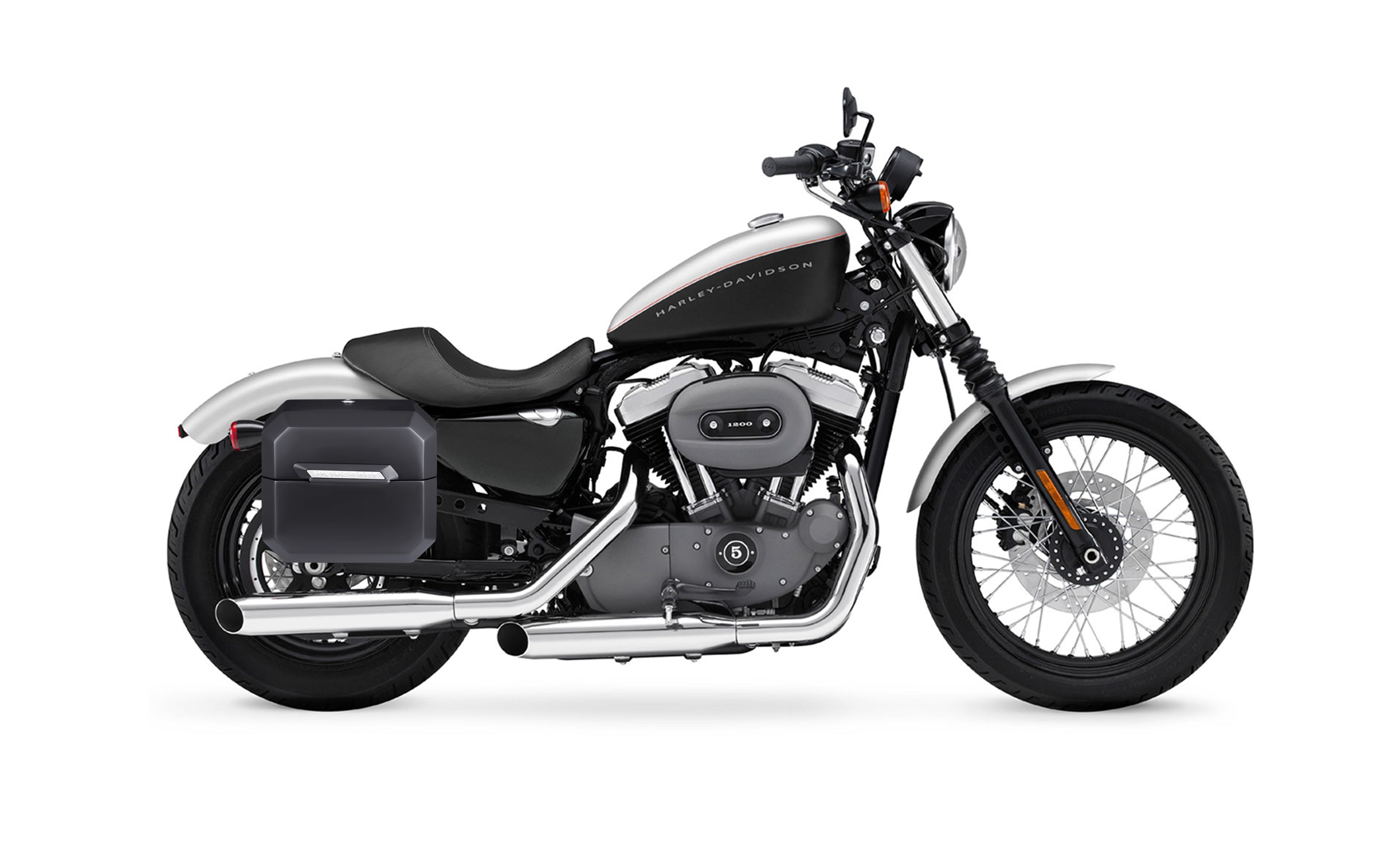 20L - Outlaw Quick-Mount Small Harley Sportster 1200 Nightster XL1200N Matte Hard Saddlebags Bag on Bike @expand