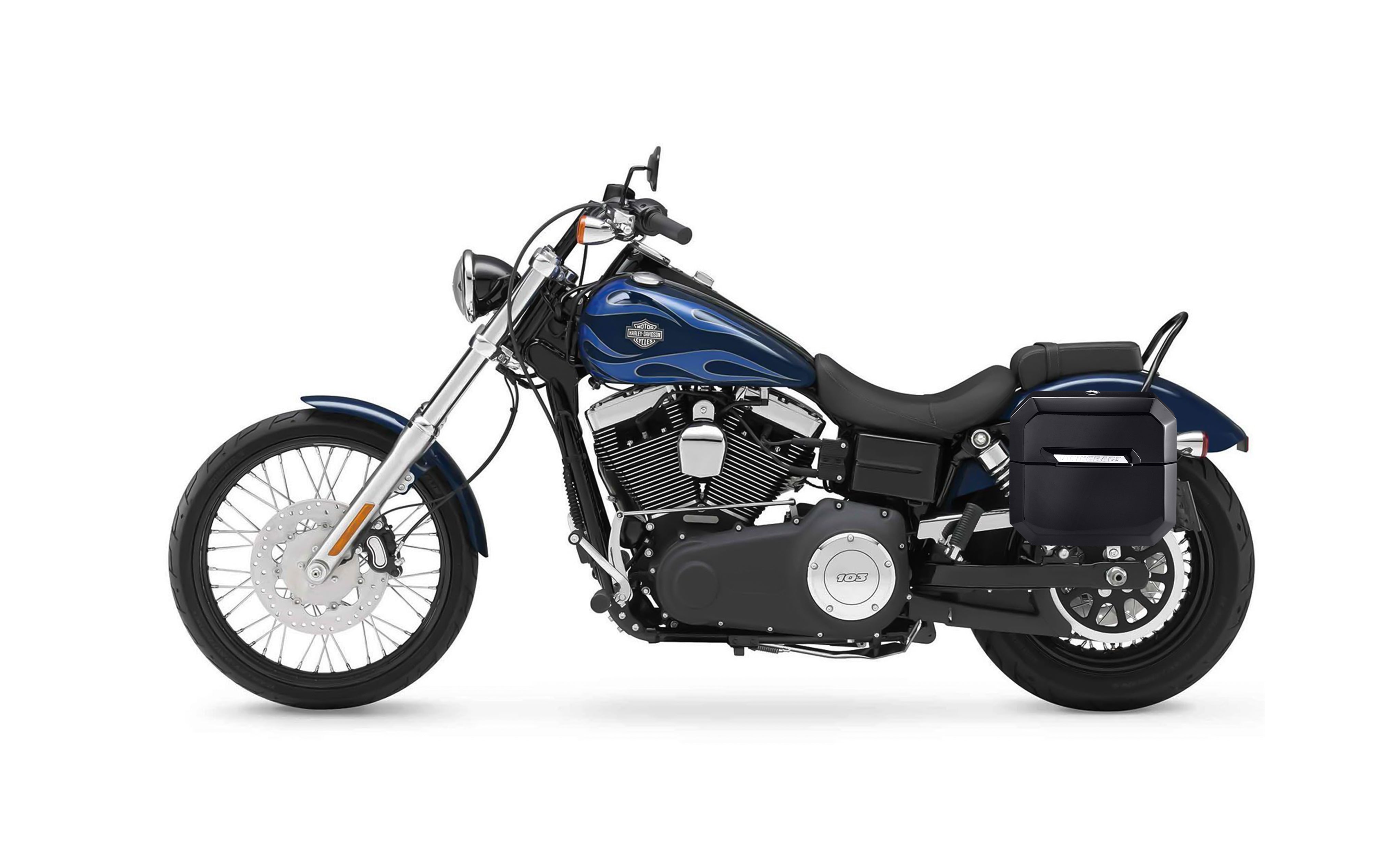 20L - Outlaw Quick-Mount Small Harley Dyna Wide Glide FXDWG Painted Hard Saddlebags Bag on Bike @expand