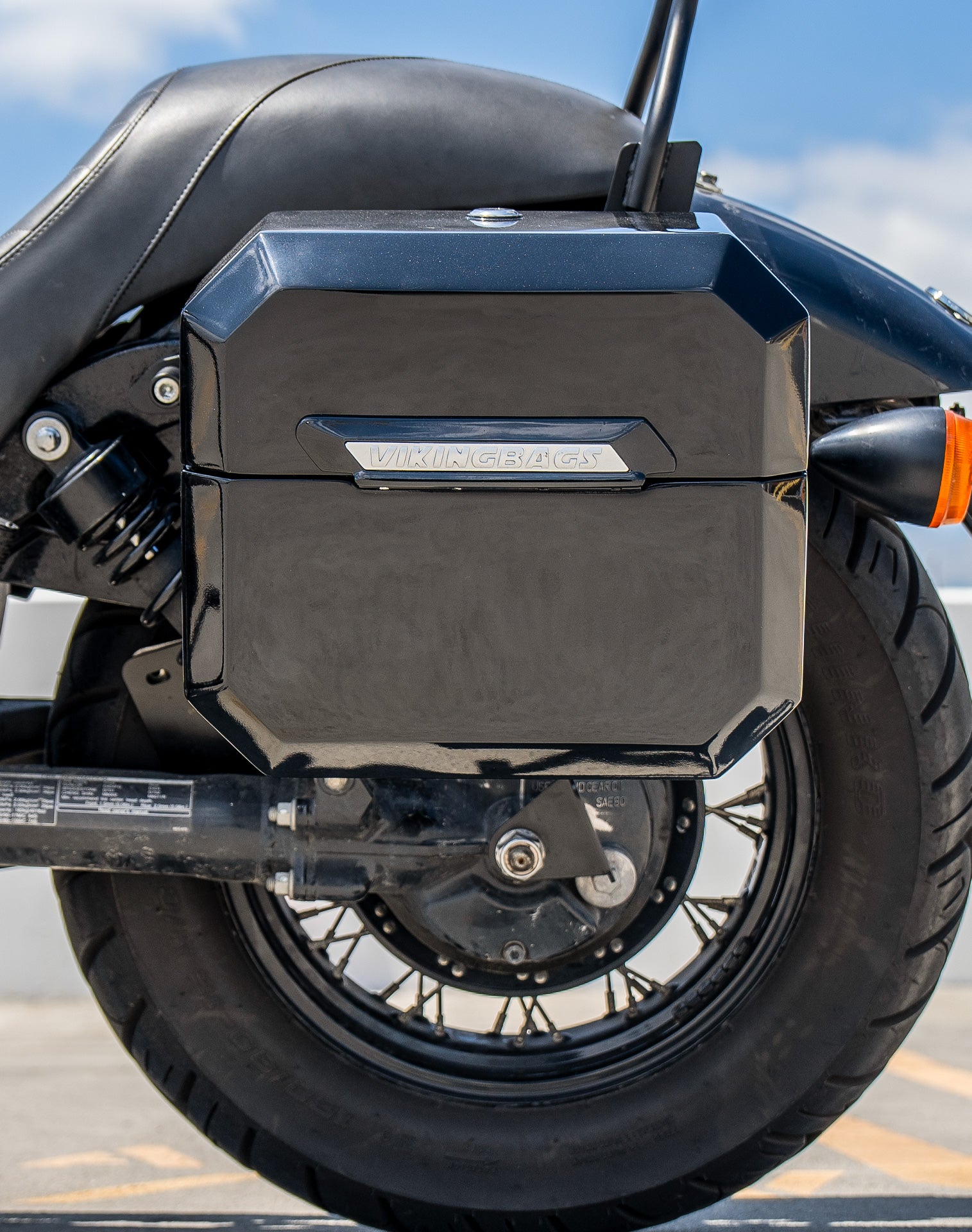 20L - Outlaw Quick-Mount Small Honda 750 Shadow Phantom Painted Hard Saddlebags Life style 2