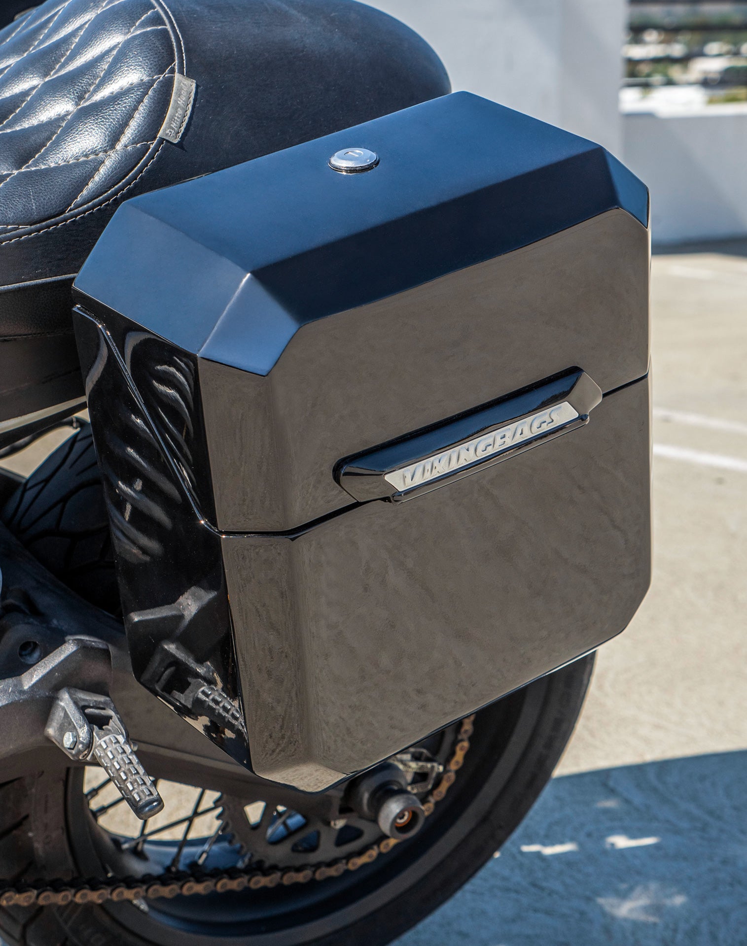 30L - Outlaw Quick Mount Medium Ducati Scrambler (2014-17) Painted Hard Saddlebags Life style 2