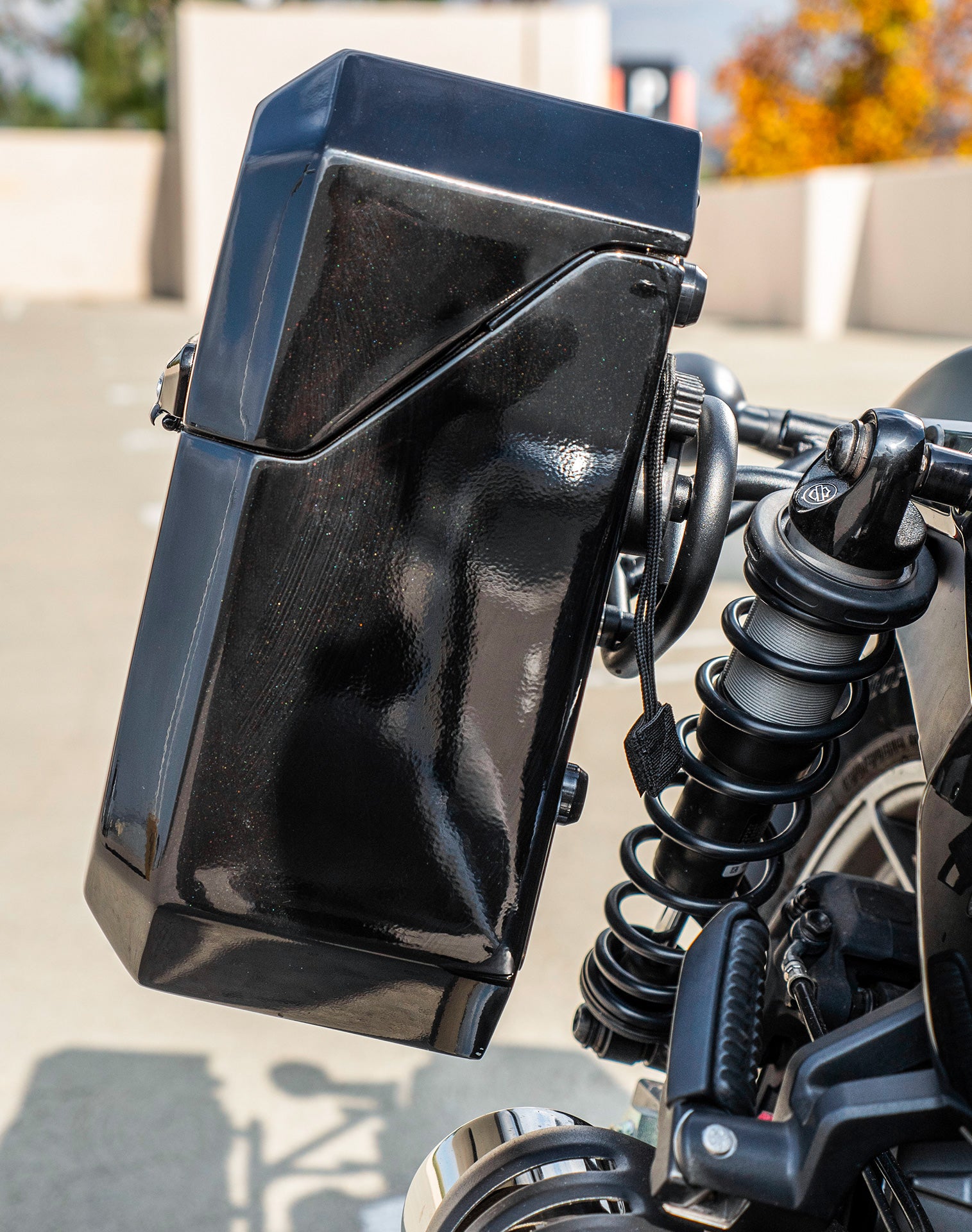 30L - Outlaw Quick Mount Medium Harley Sportster Nightster RH975/S Painted Saddlebags Life style 3