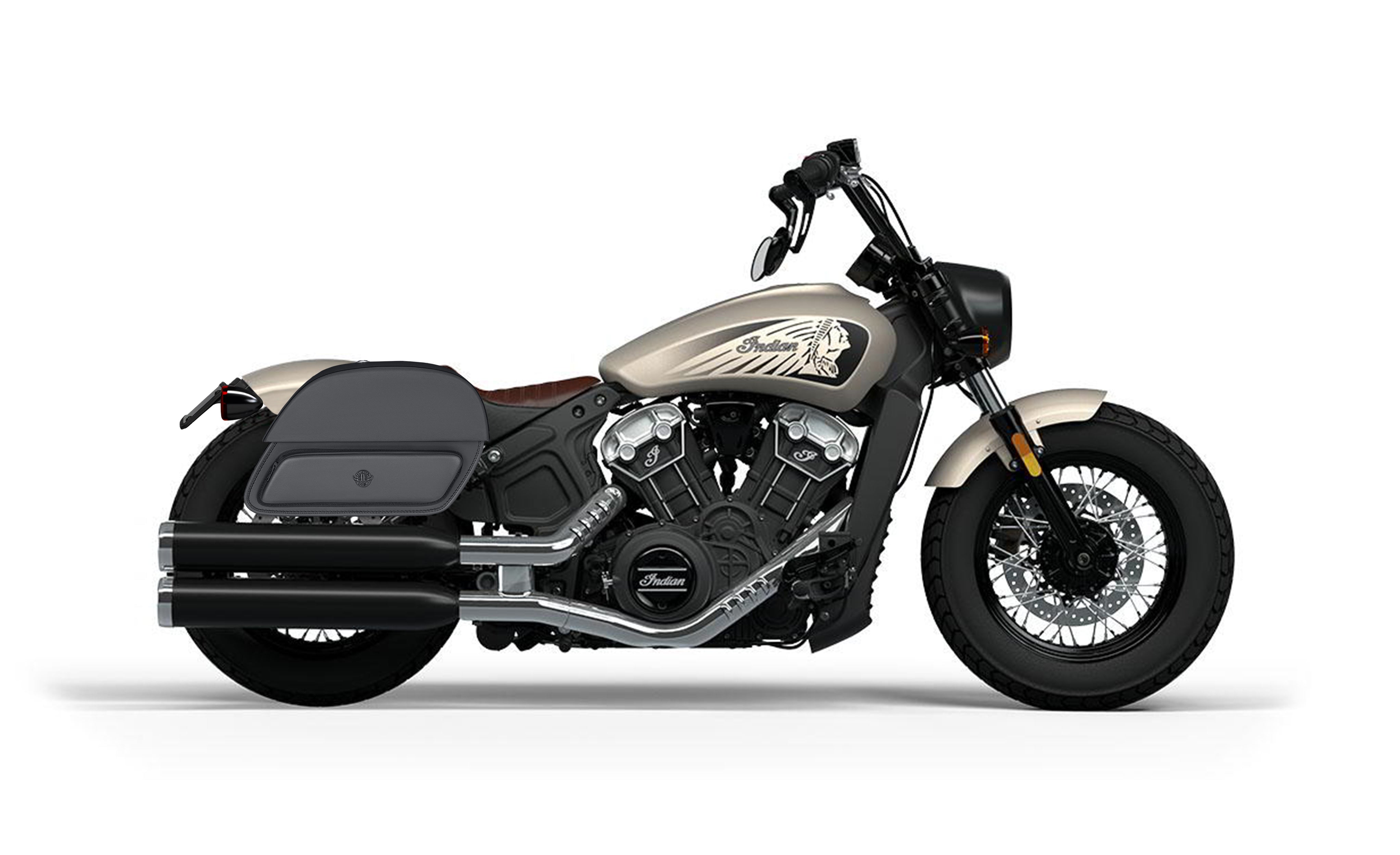 32L - Pantheon Large Shock-Cutout Indian Scout Bobber Twenty Motorcycle Saddlebags Bag on Bike @expand