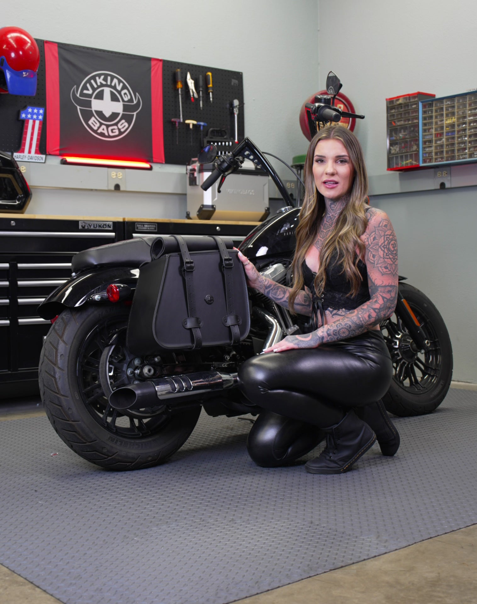 35L - Void Large Roll-Top Shock-Cut Saddlebags For Harley Sportster Video