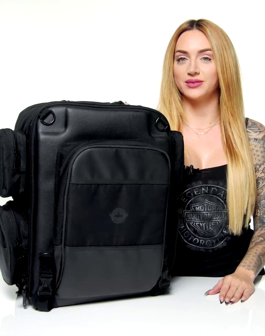 30L - Voyage Large Motorcycle Sissy Bar Backpack for Harley Davidson Video