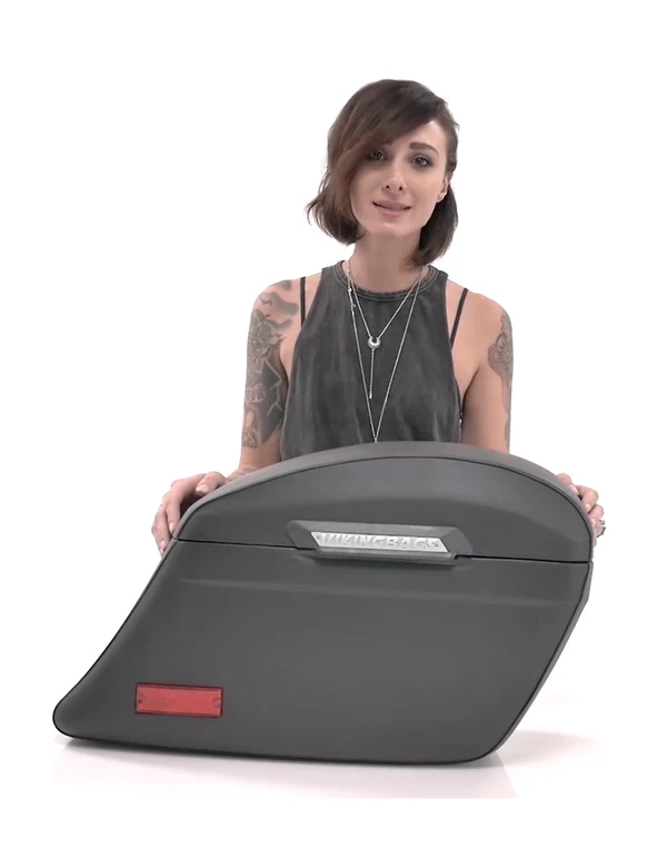 40L - Lamellar Stallion Extra Large Leather Covered Motorcycle Hard Saddlebags Video