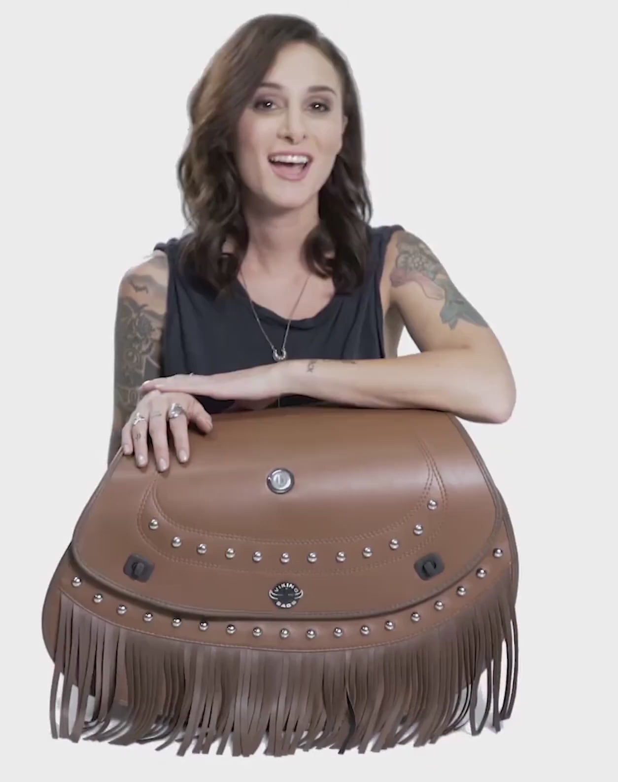 Viking Mohawk Extra Large Brown Indian Chief Deluxe Leather Motorcycle Saddlebags Video