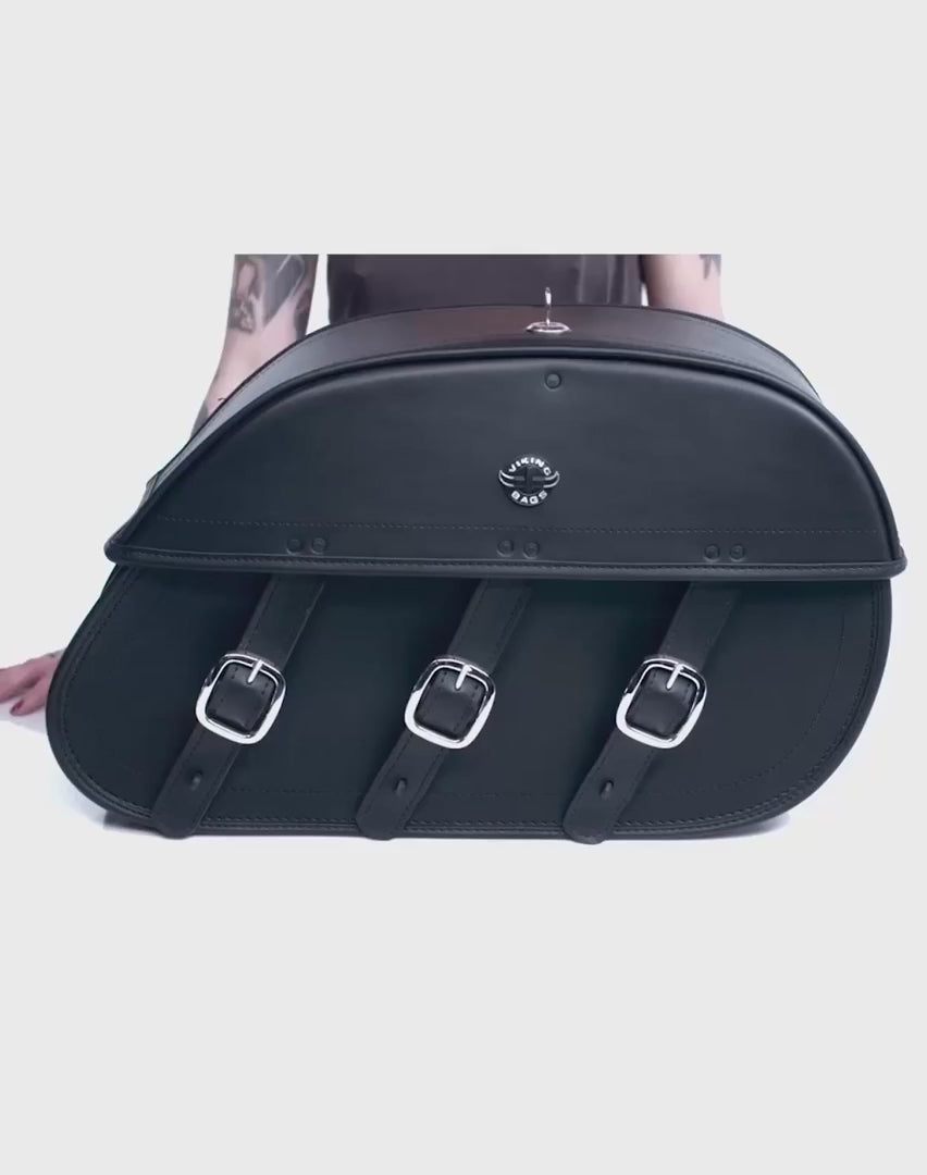 34L - Trianon Extra Large Victory Octane Motorcycle Leather Saddlebags Video 