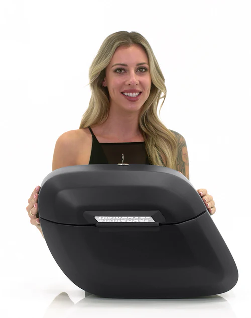 36L - Lamellar Raven XL Shock-Cutout Indian Scout Rogue Matte Hard Saddlebags Video