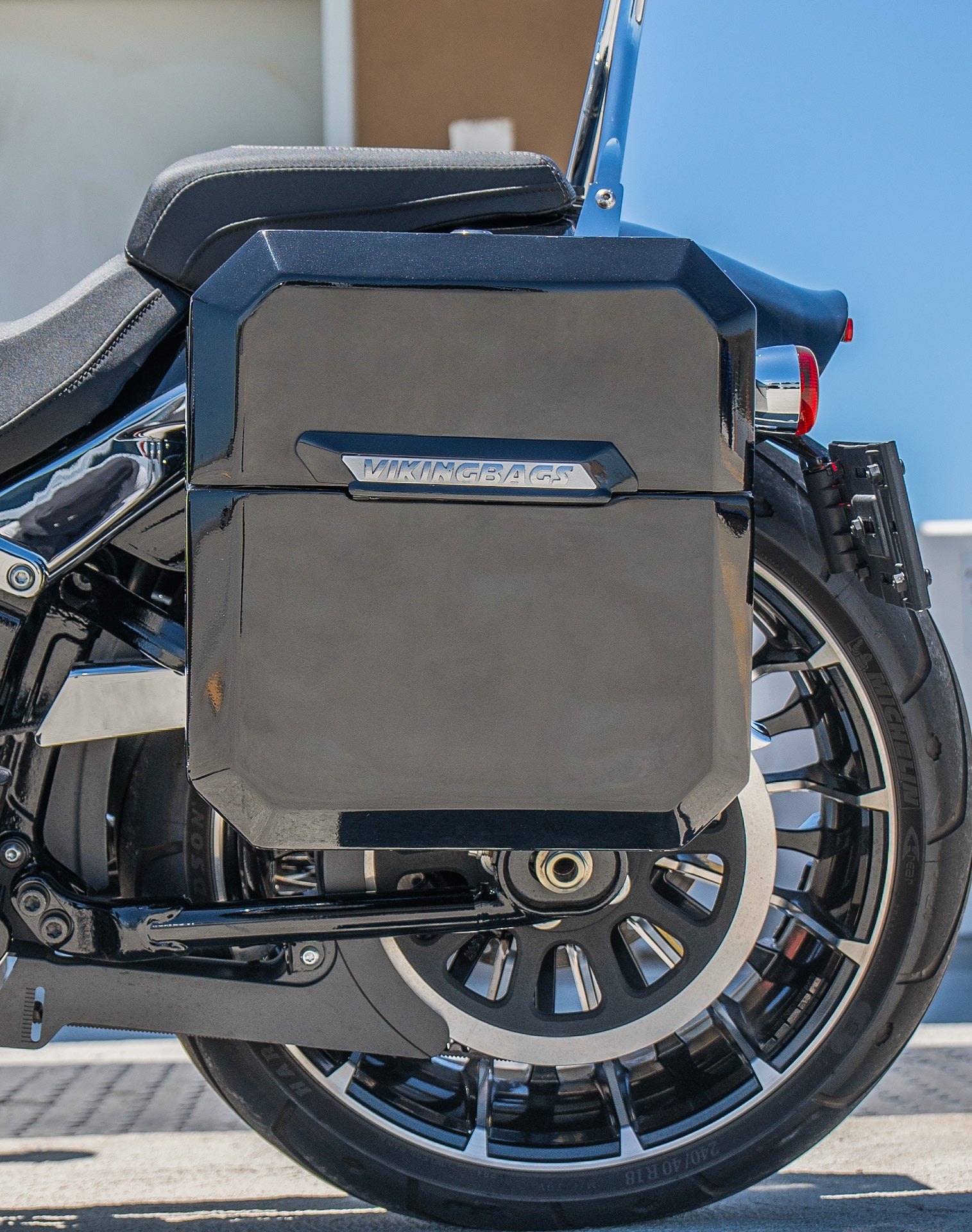15L - Outlaw Quick Mount Medium Harley Softail Breakout FXBR/S Painted Hard Solo Saddlebag (Left Only) Lifestyle