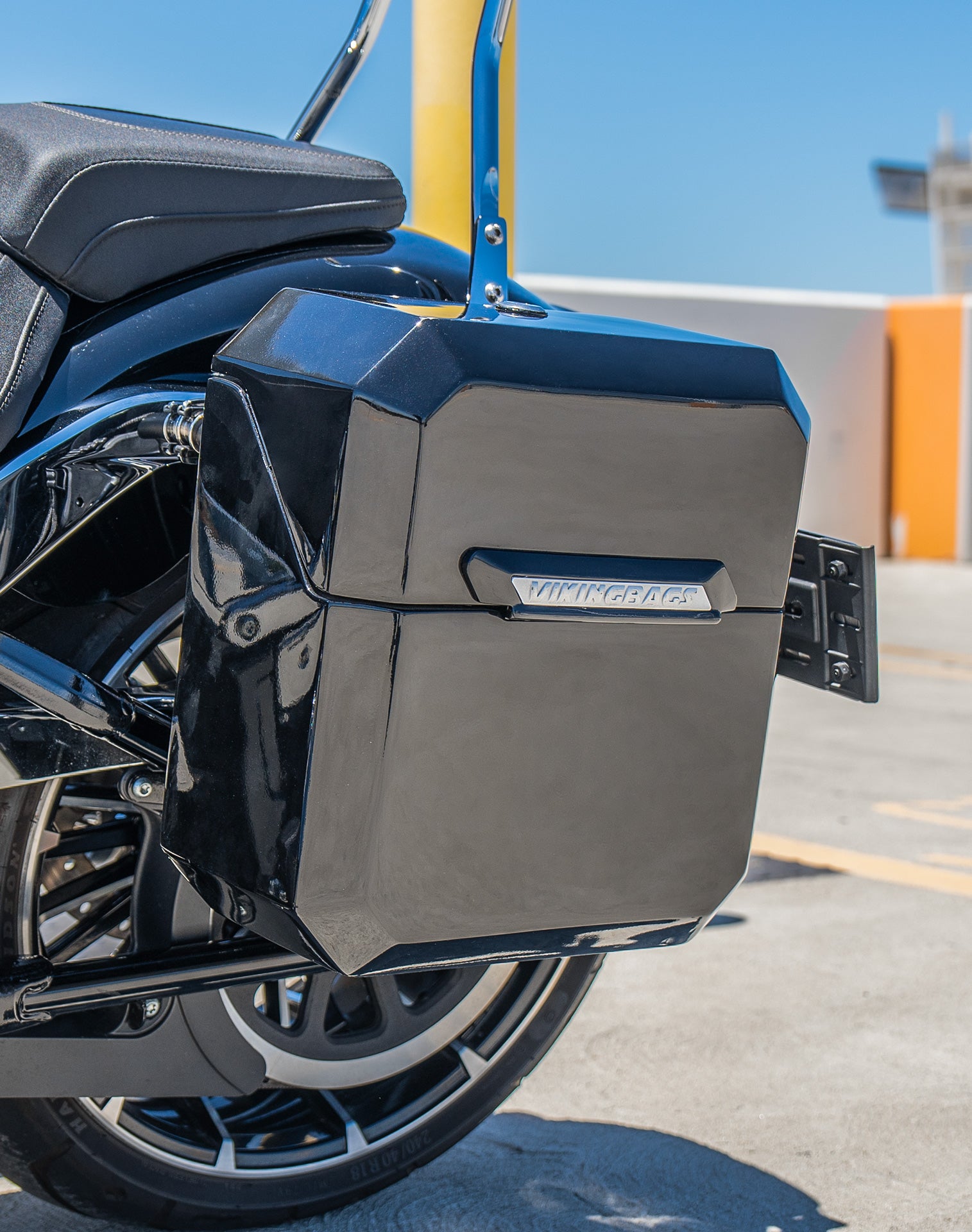 15L - Outlaw Quick Mount Medium Harley Softail Breakout FXBR/S Painted Hard Solo Saddlebag (Left Only) Lifestyle