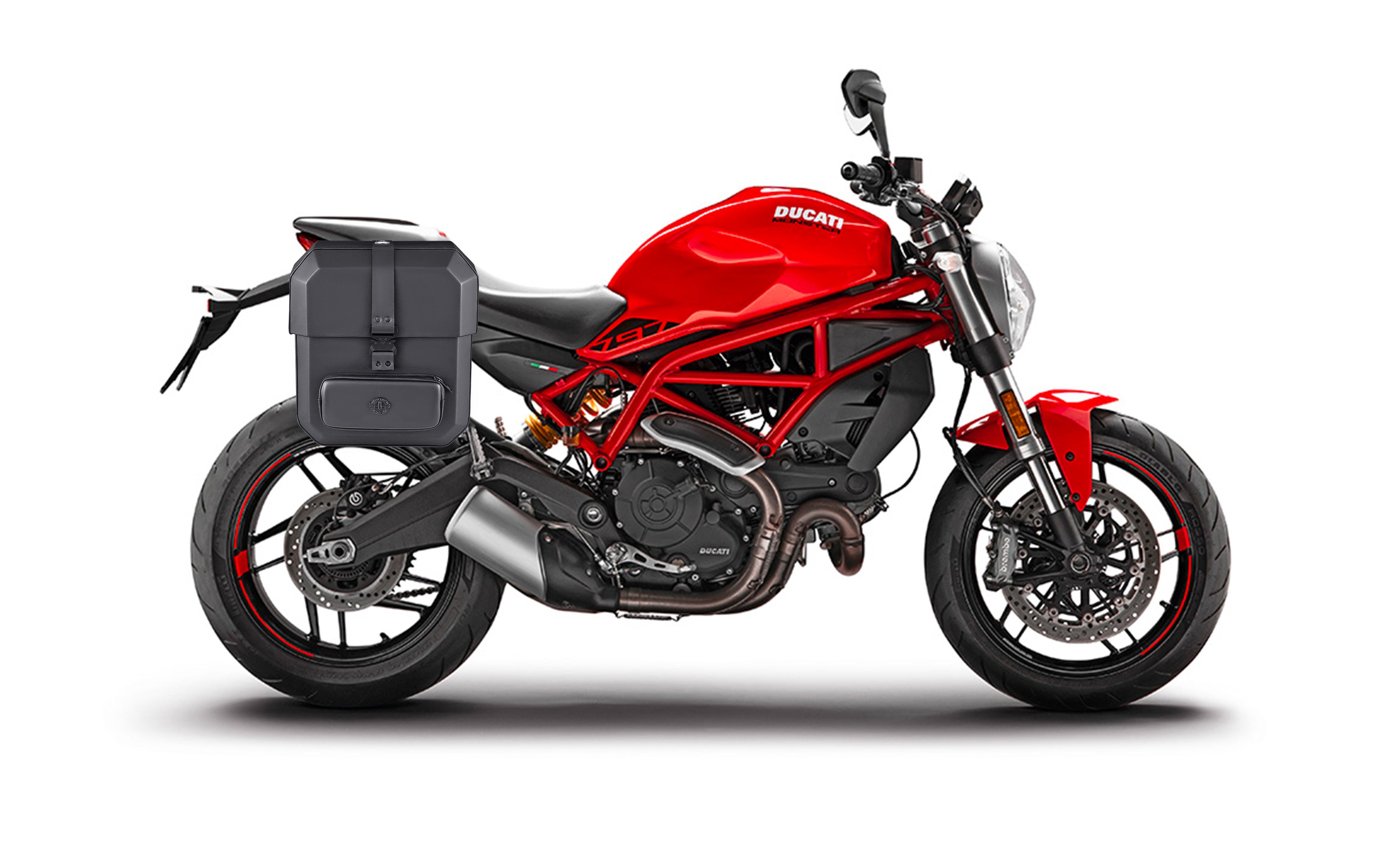 15L - Outlaw Quick Mount Medium Ducati Monster 797 Hard Solo Saddlebag (Right Only) Bag on Bike @expand