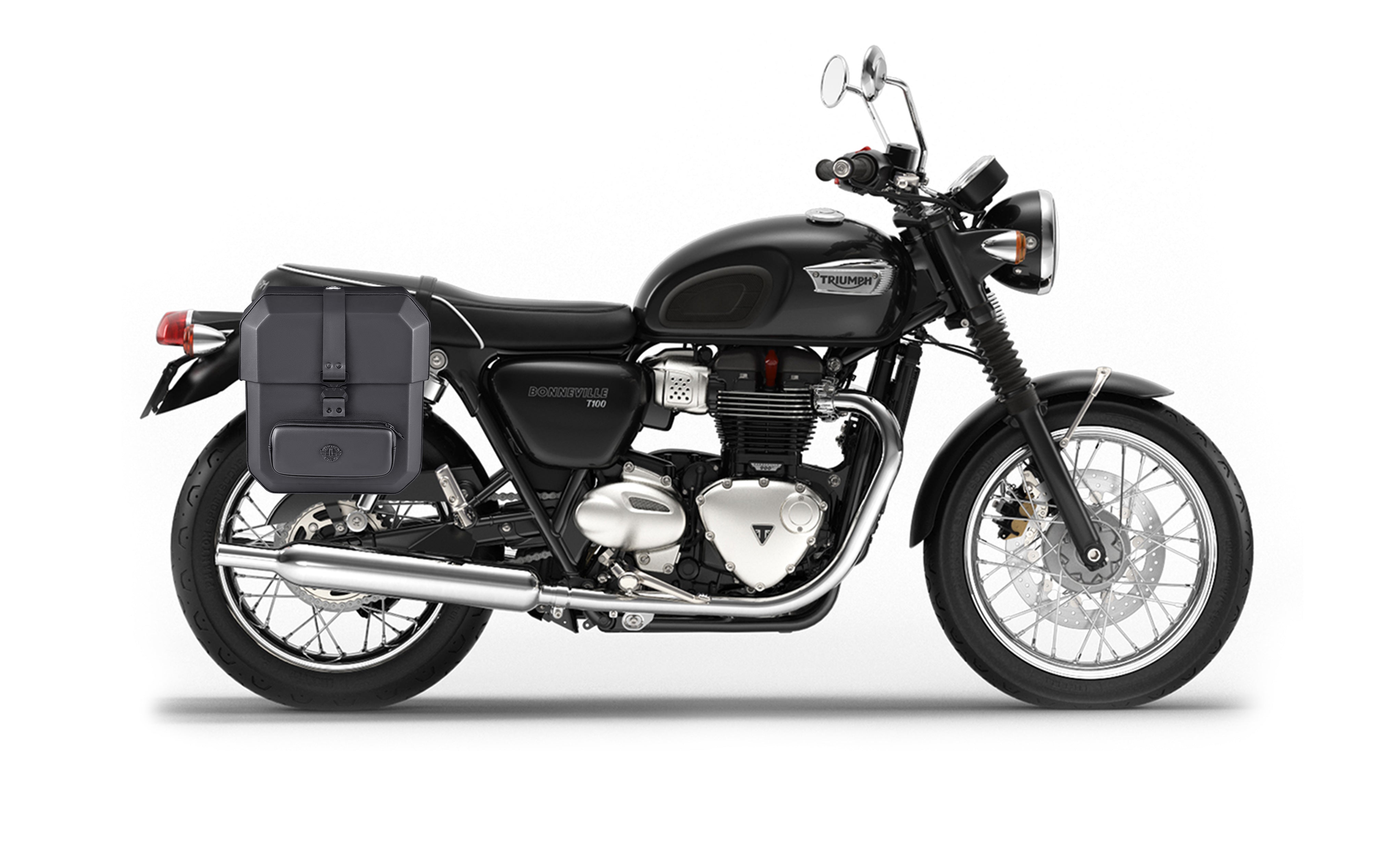 15L - Outlaw Quick Mount Medium Triumph Bonneville T100 Hard Solo Saddlebag (Right Only) Bag on Bike @expand
