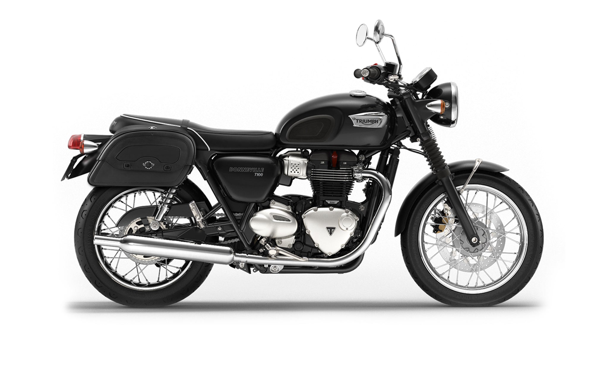 22L - Warrior Medium Quick-Mount Triumph Bonneville T100 Motorcycle Saddlebags @expand