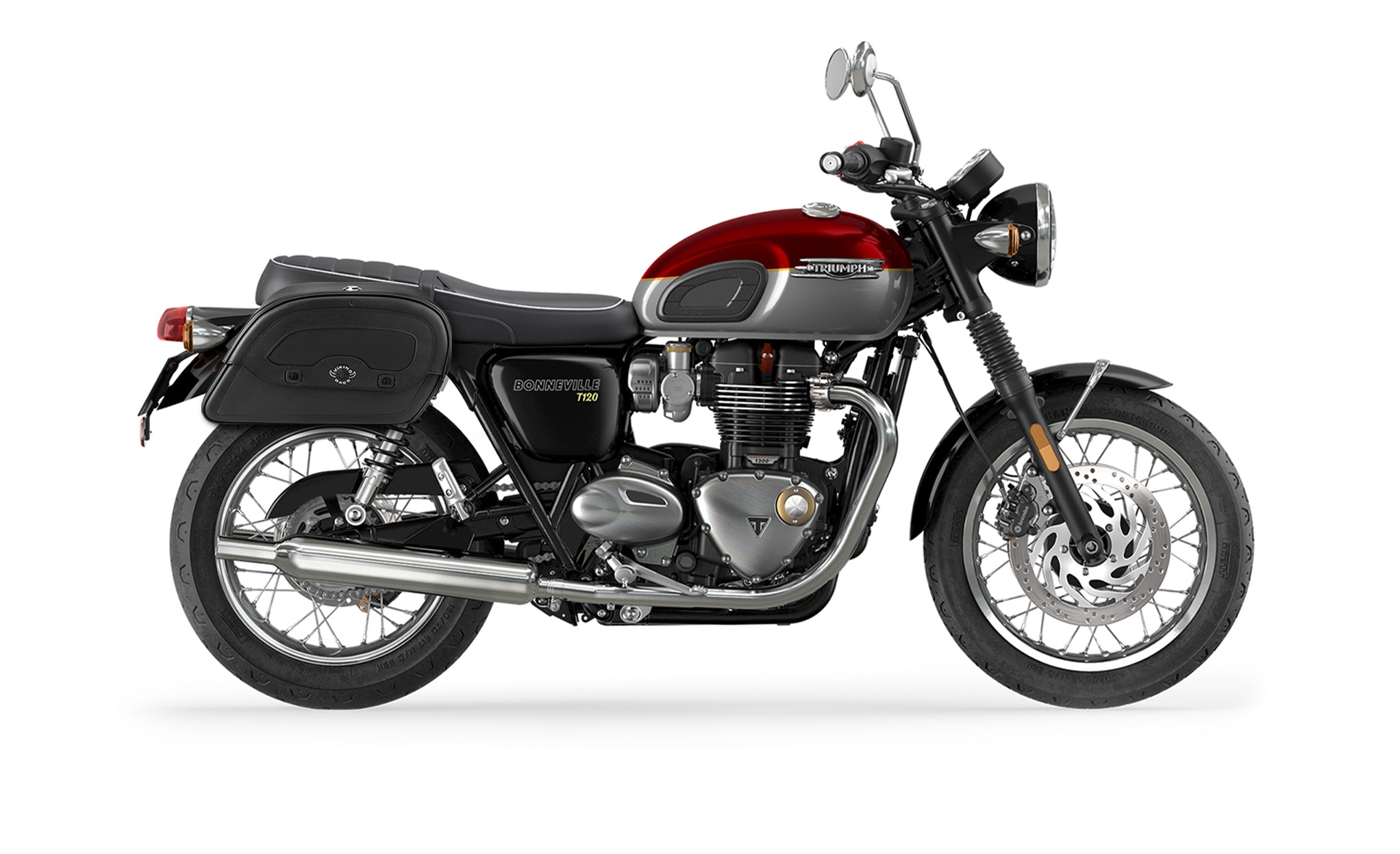 22L - Warrior Medium Quick-Mount Triumph Bonneville T120 Motorcycle Saddlebags @expand