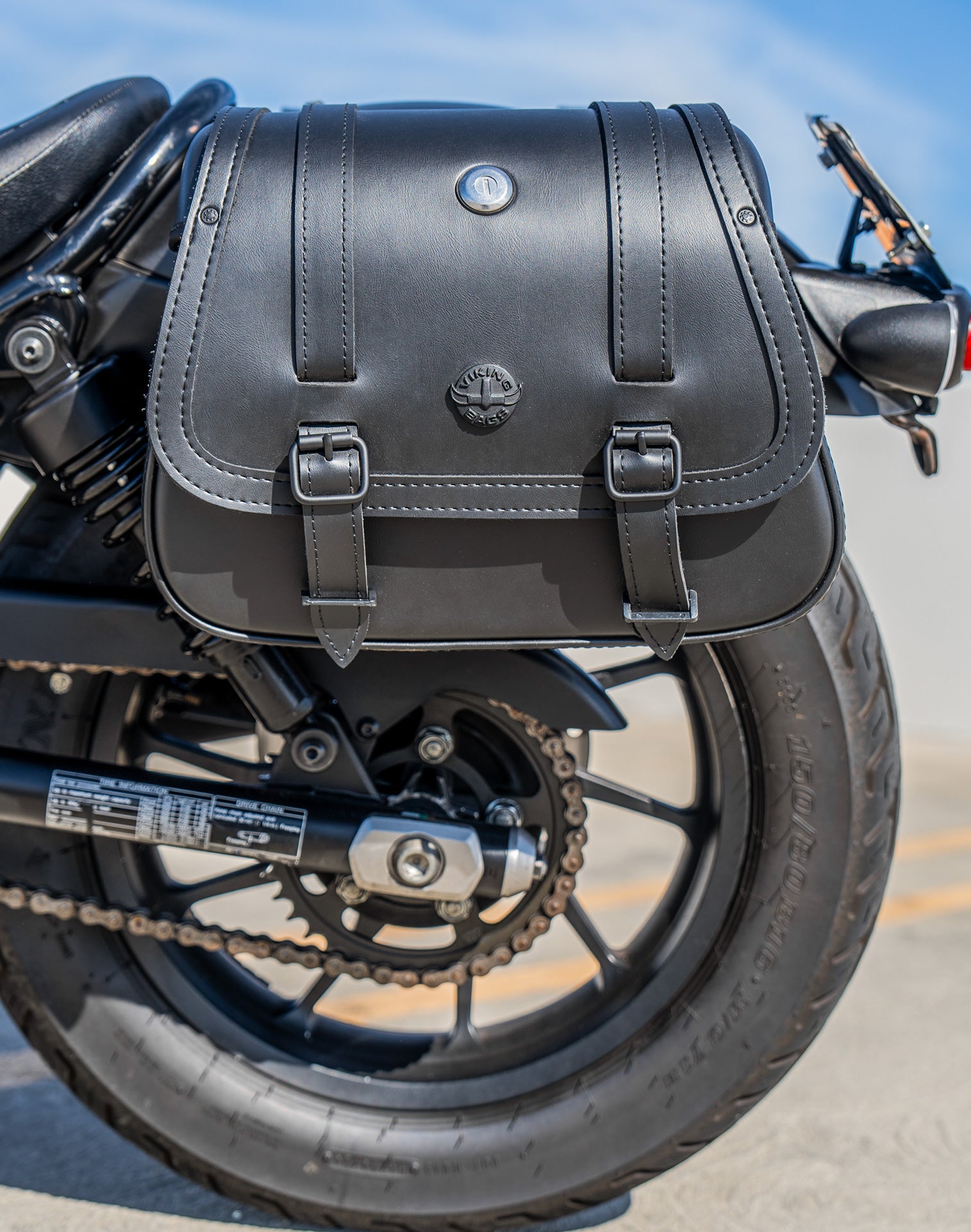 25L - SpiritBlade Large Honda Rebel 500 Leather Motorcycle Saddlebags Lifestyle