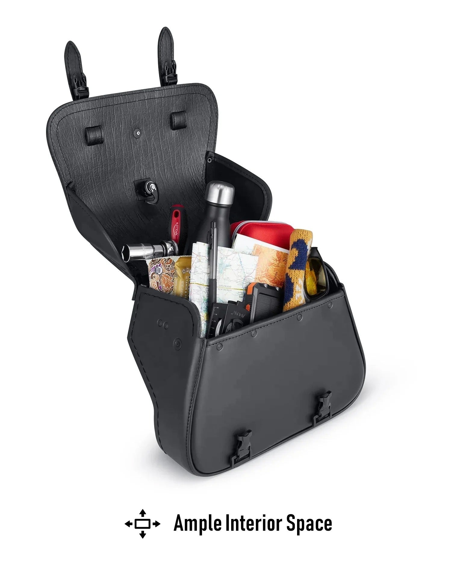 25L - SpiritBlade Large 2025+ Indian Scout 101 Leather Motorcycle Saddlebags Inside Look